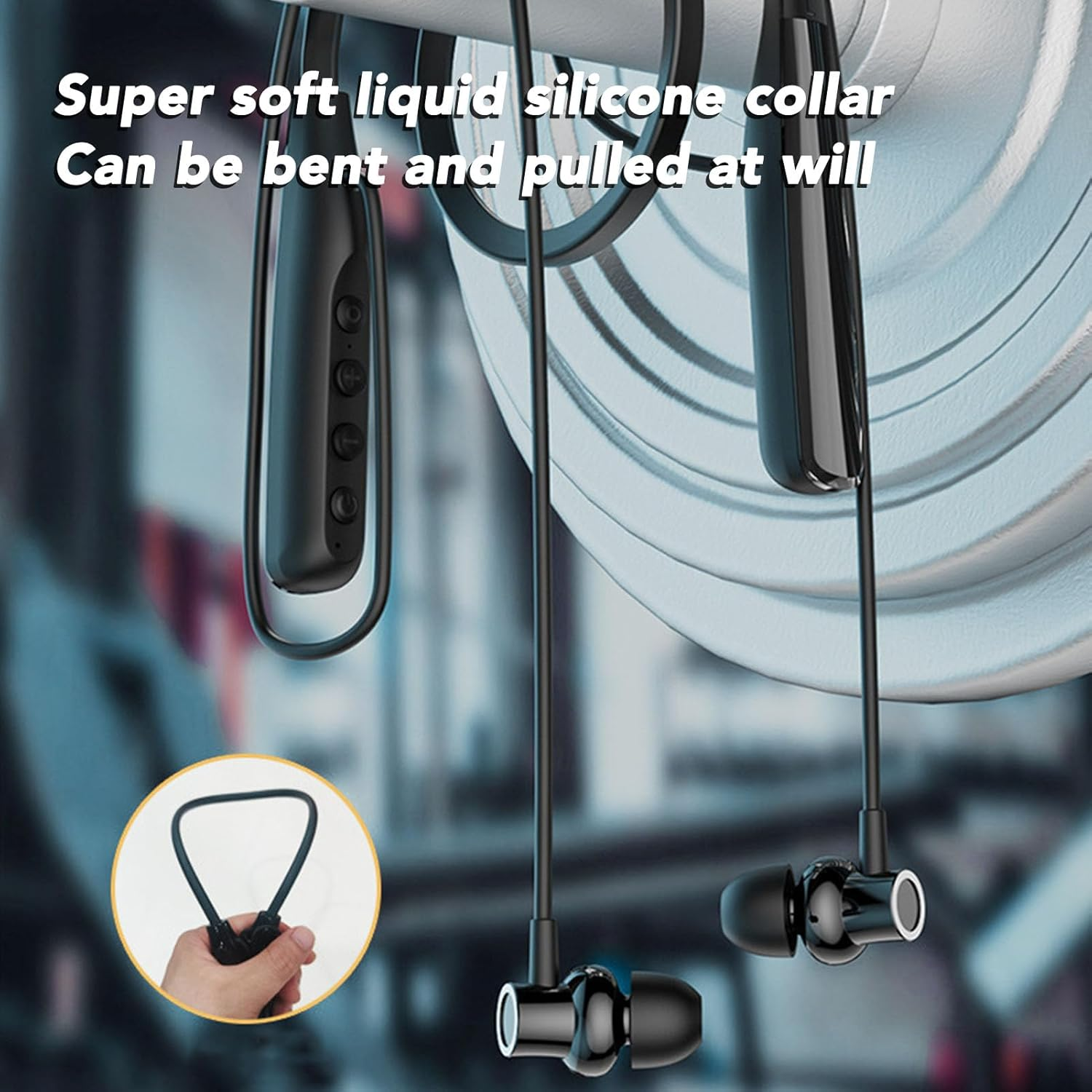 Oreilet Neckband Bluetooth Headphones, Wireless Stereo Neckband Earbuds, Semi in Ear Headsets for Sport Business Workout Office Cycling Game Gym image number 3