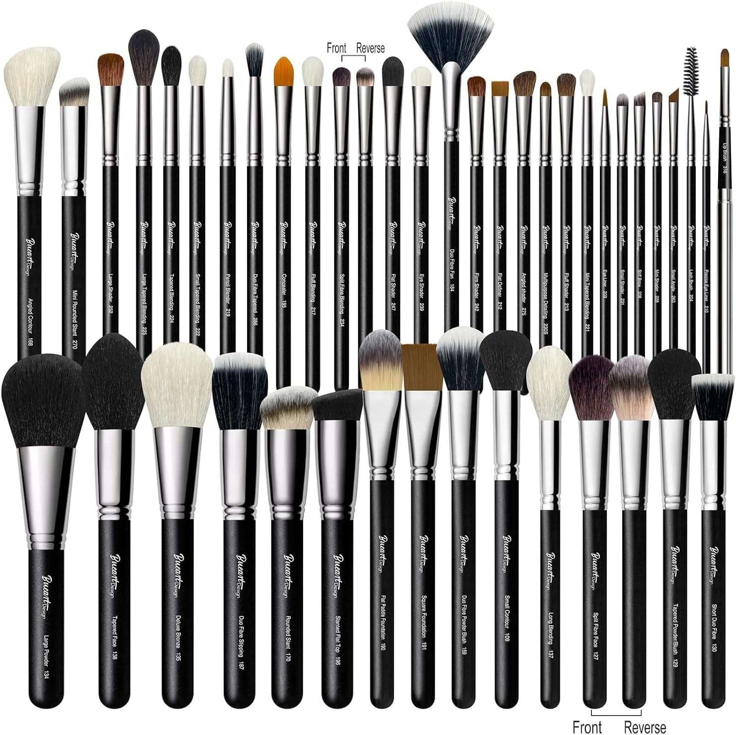 Bueart Design Makeup Brushes Set with Real Natural Goat Hair Professional Labeled Foundation Face Blending Blush Concealers Eyeshadow Brush Set (26Pcs Pearl Pink)