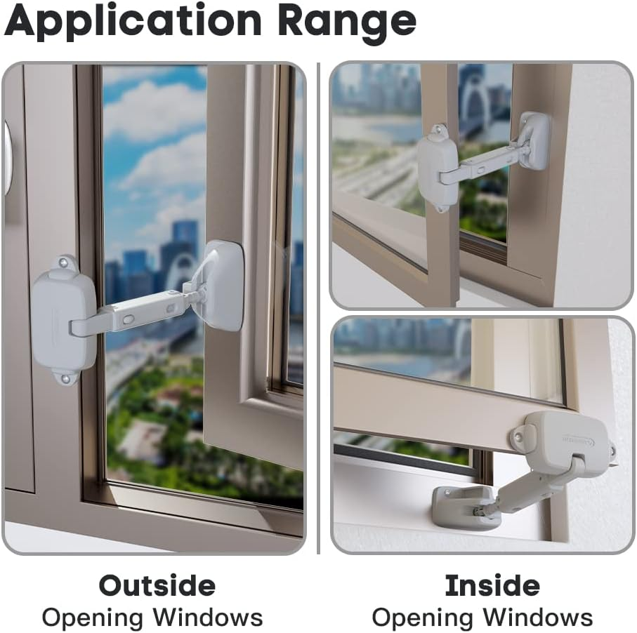 EUDEMON 1 Pack Childproof Window Restrictor for Aluminum, Wooden, Metal Window Frames, Baby Safety Window Lock, Window Safety Locks for Toddlers & Pets, Easy to Install (Grey) image number 1