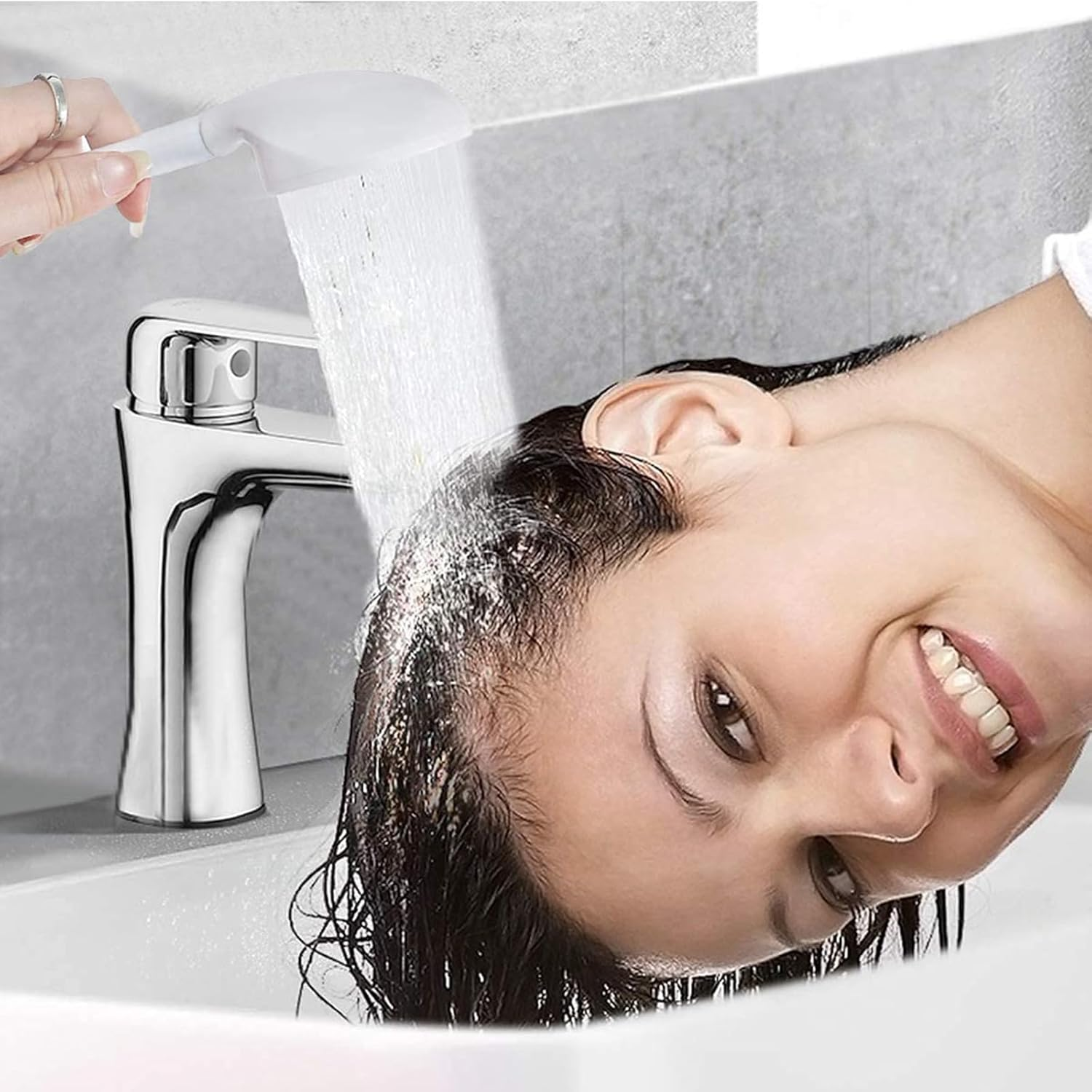 Portable Rubber Tube Nozzle, Portable Faucet Sprayer, Shampoo Sprayer Handheld Shower Head Spray Hose for Bathing Baby,Pets,Washing Hair,Rinsing Vegetables image number 4