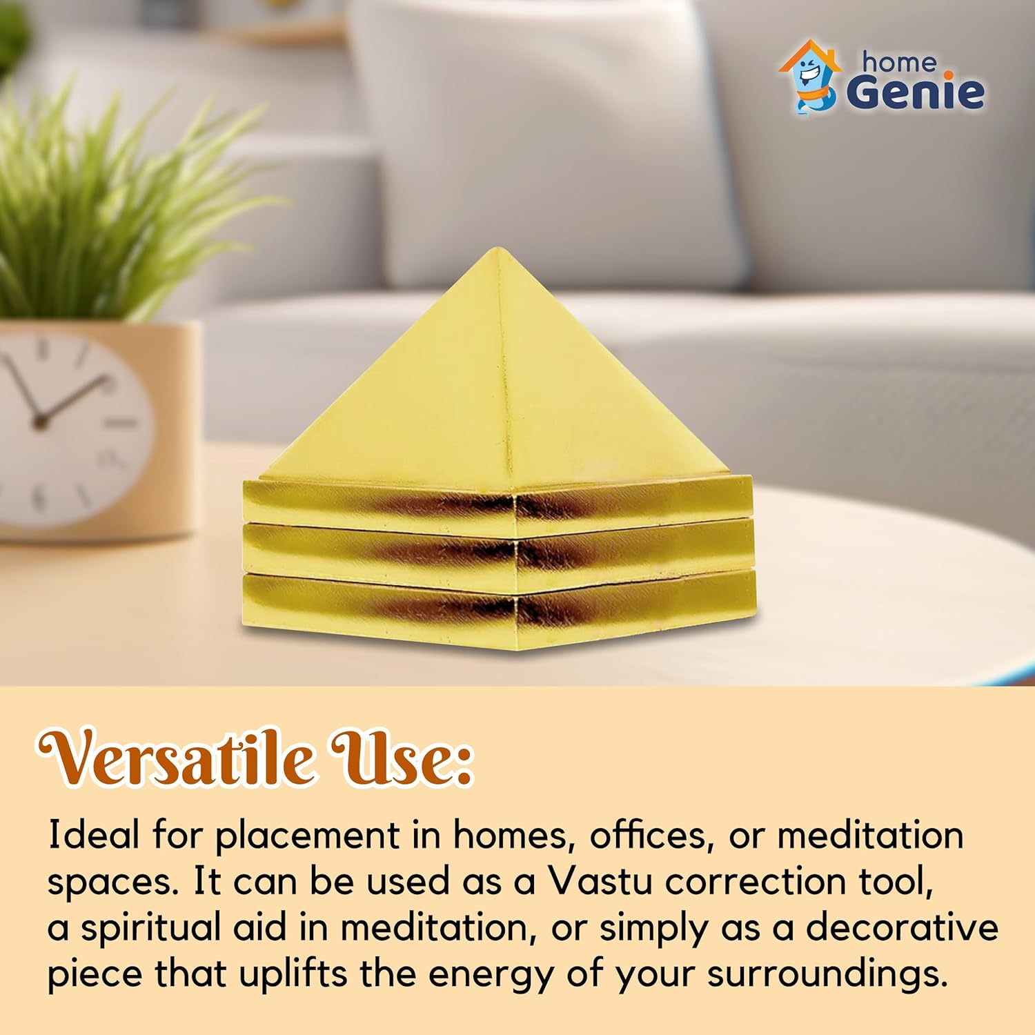 Home Genie 3 Layer Brass Pyramid for Vastu Correction, Positive Energy, and Home D&eacute;cor &ndash; Handmade Spiritual Tool (3X3Cm) image number 6