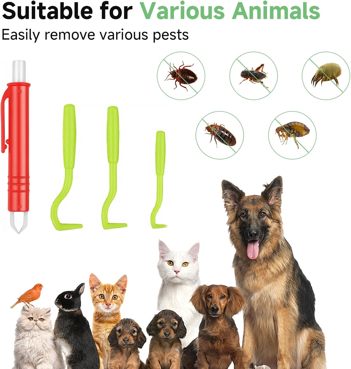 Wefaly Tick Tweezers for Dogs, Cats, Humans, Simple and Safe Tick Remover for Ticks of Any Size