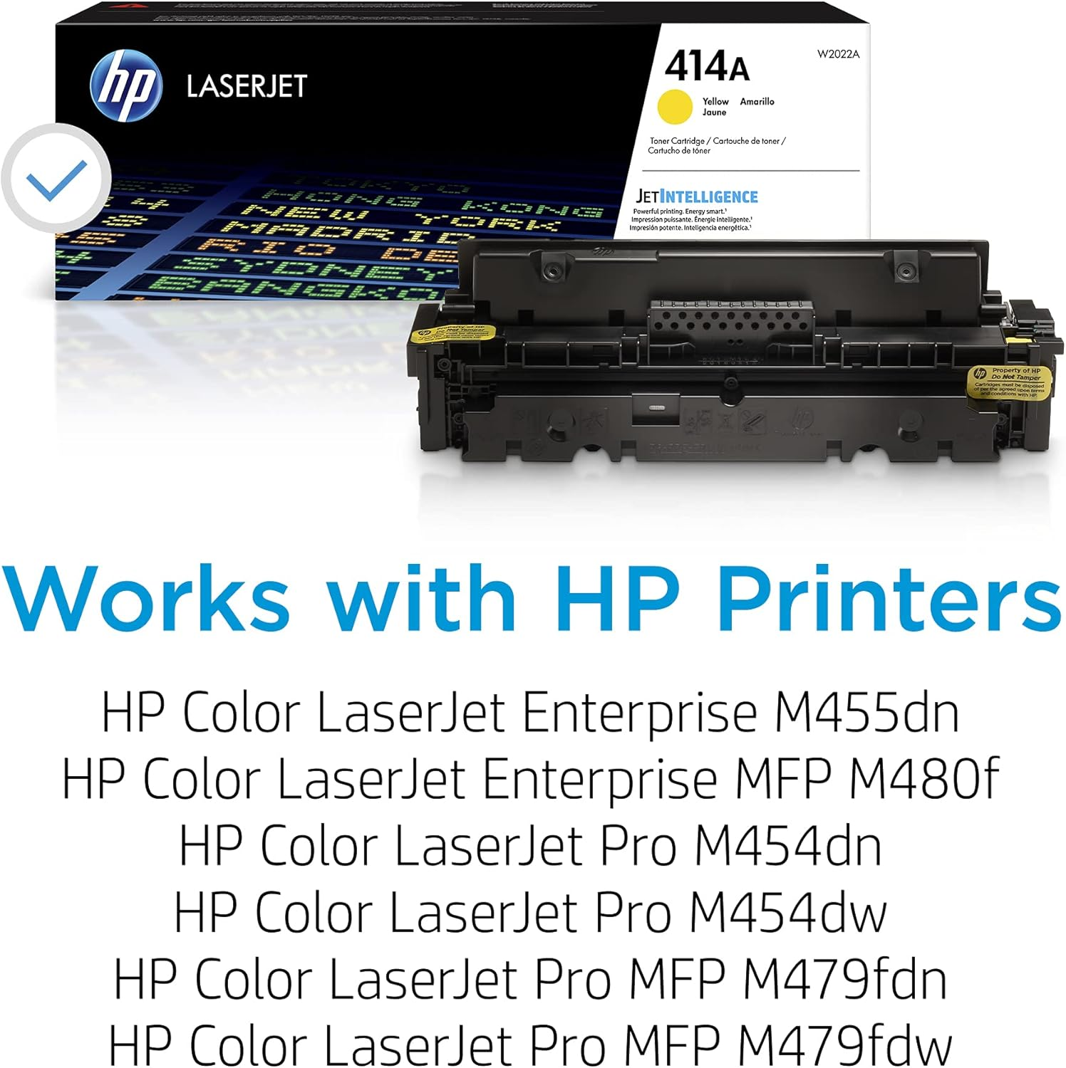 HP Original 414A Yellow Toner Cartridge | Works with Color Laserjet Enterprise M455Dn, MFP M480F; Color Laserjet Pro M454 Series, Color Laserjet Pro MFP M479 Series | W2022A image number 2