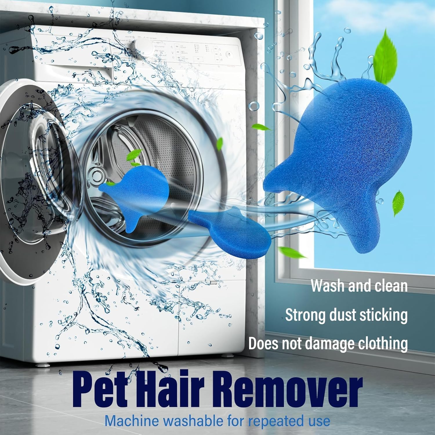 Washing Machine Pet Hair Remover-8 Pcs,Reusable Laundry Pet Hair Catcher Lint Balls Remover, Cat & Dog Hair Remover, Clothing & Household Cleaning,Washing Dryer Balls for Clothing (Deep Blue) image number 3