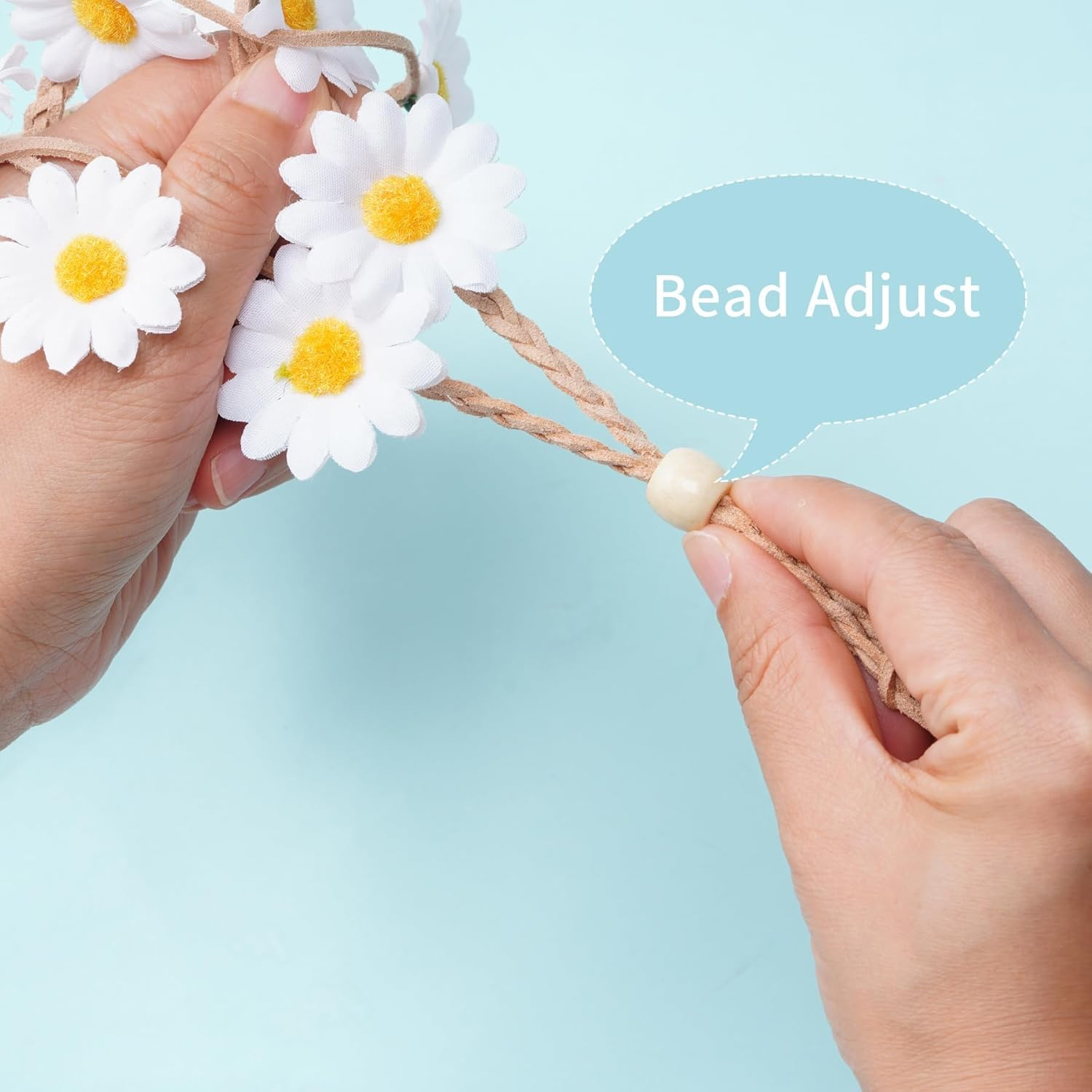 TAXTYHRE Sunflower Hair Accessories, Sunflower Headband, Fashionable Goose Flower Hair Accessories, Adjustable Flowers Headband for Women Girls Beach Wedding Carnival Party White