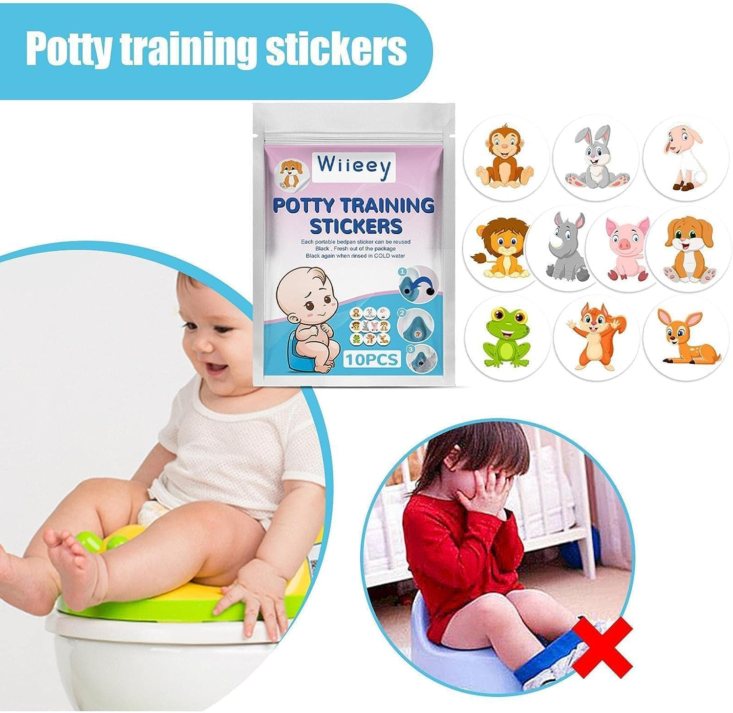 Potty Training Reveal Seat Stickers for Boys and Girls - Reusable Fun Magic Toilet round Stickers with 10 Different Designs image number 4