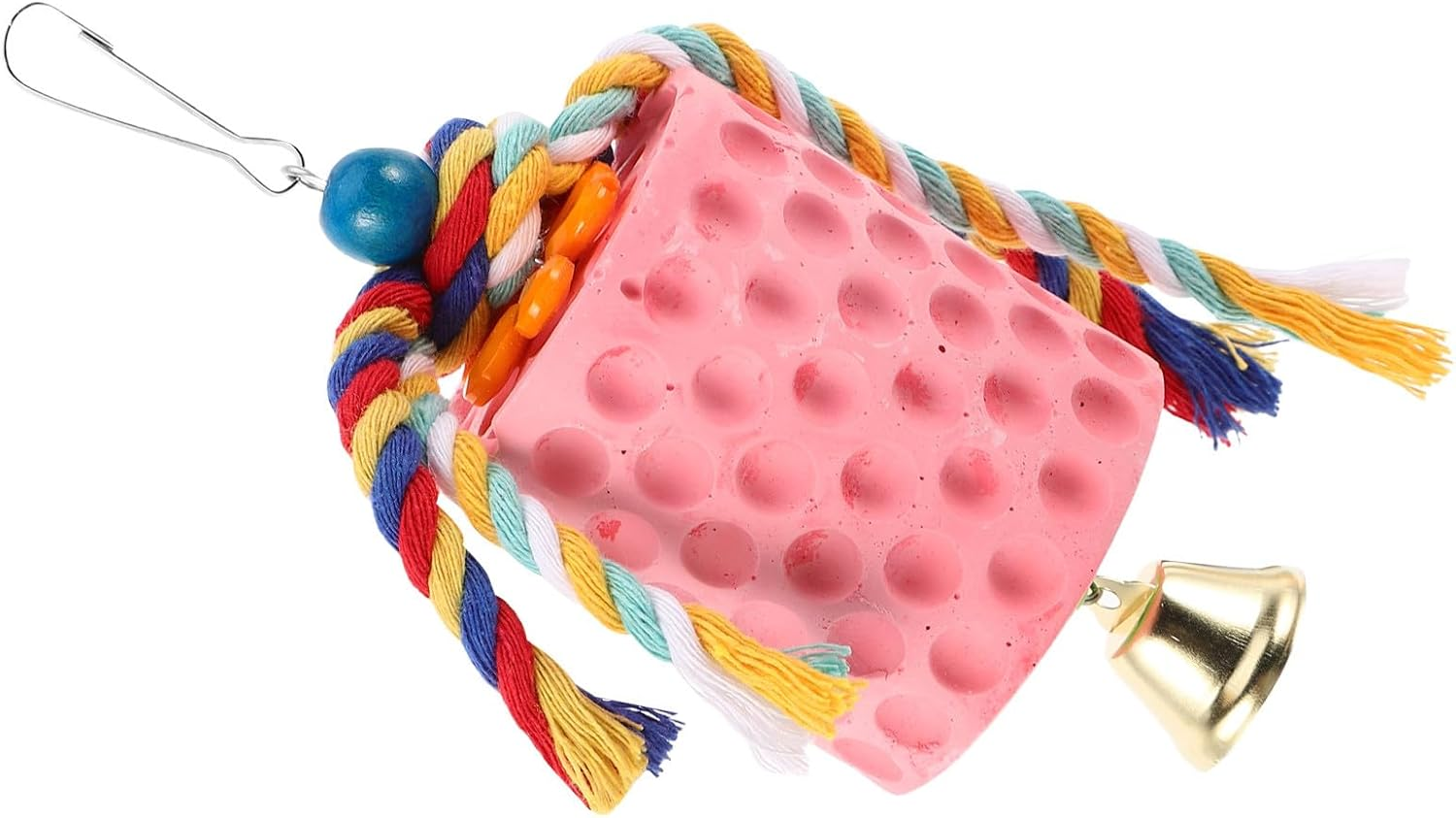 COHEALI Bird Beak Grinder with Bell Parakeet Mineral Block Natural Bird Grinding Stone Chewing for Parrots Cockatiels Conures and Small Pets image number 3