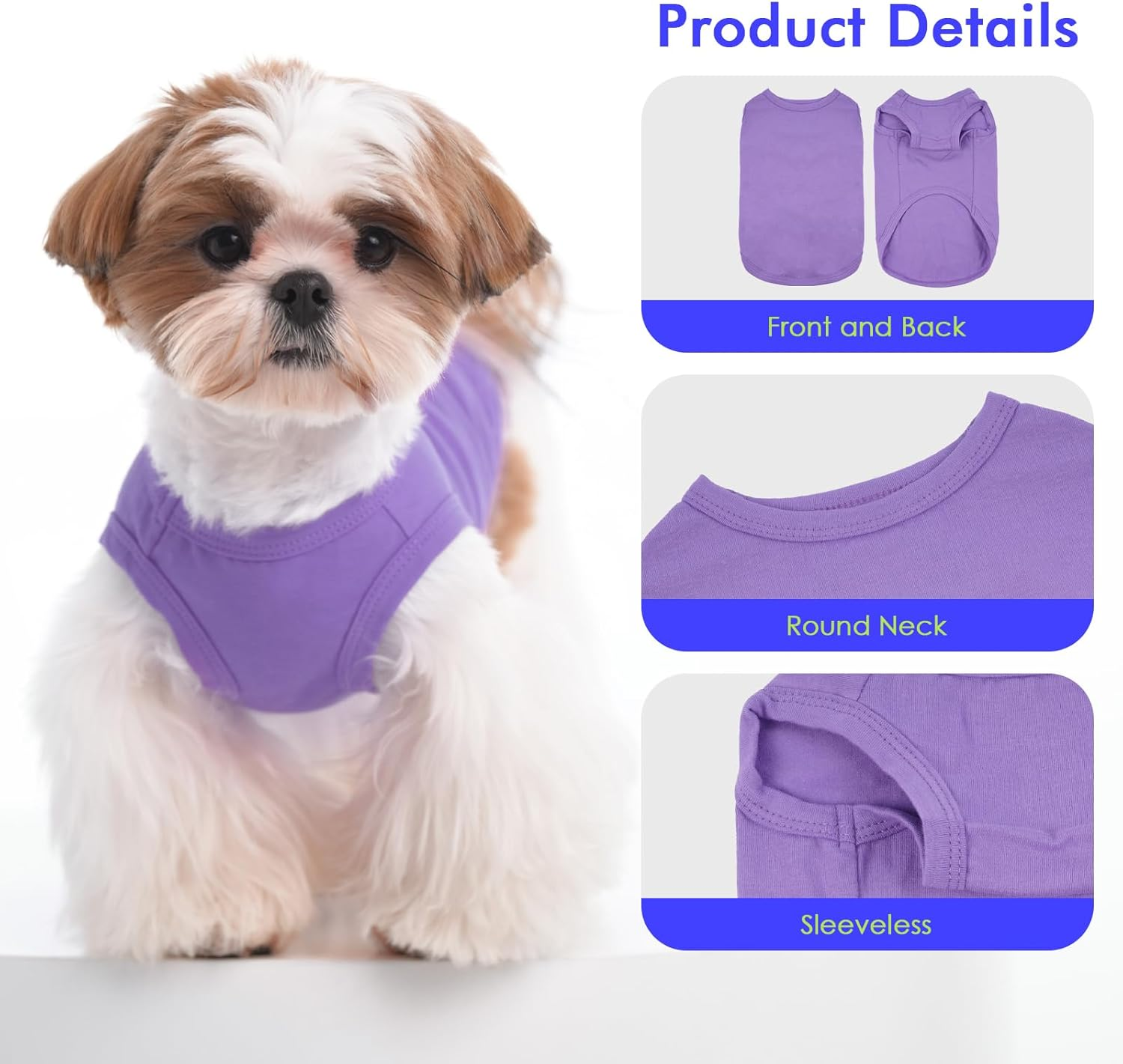 Dog Shirt 3-Pack - Summer Cooling Shirts for Small to Medium Dogs | UV Protection, Breathable & Soft Tees for Sun Safety Purple image number 3
