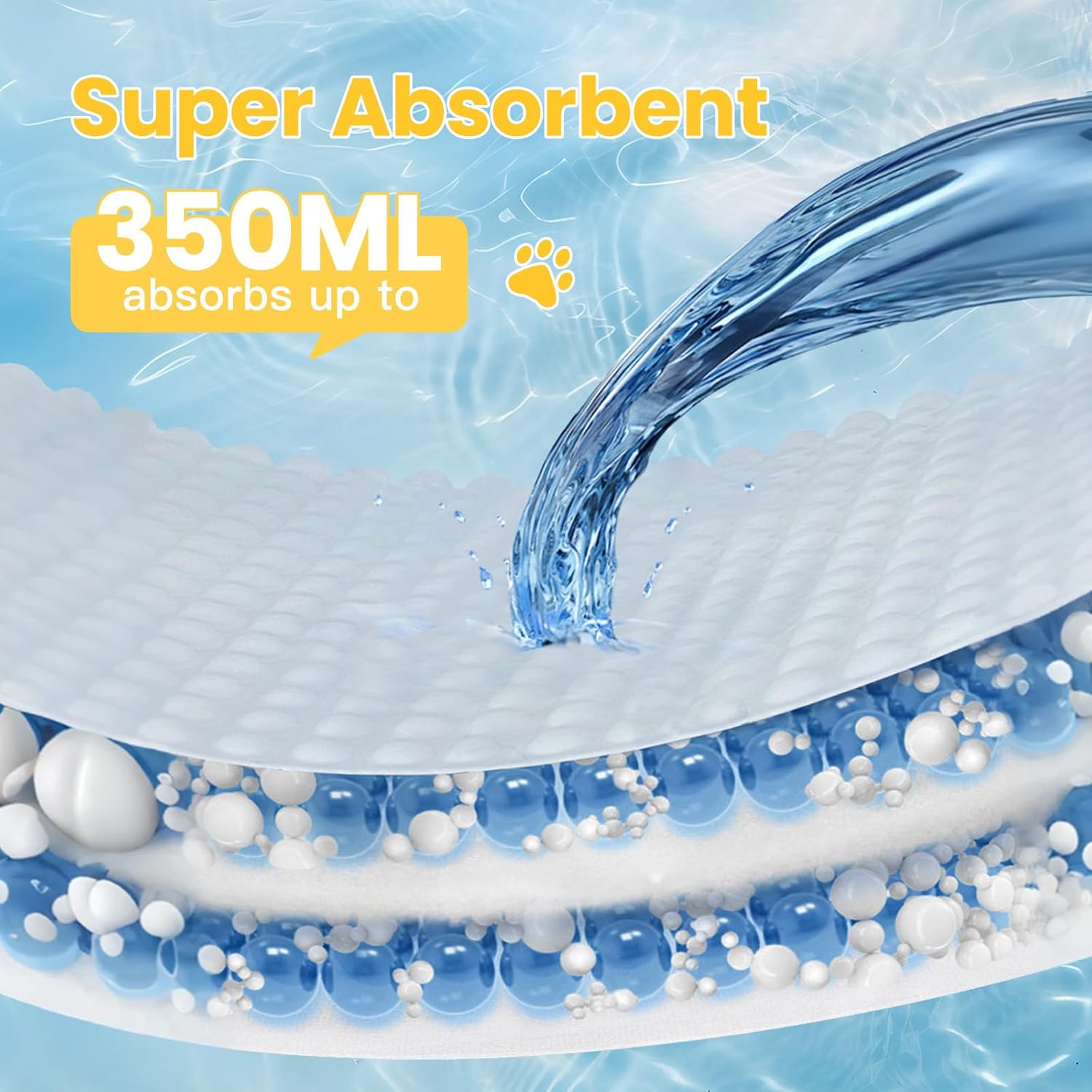 Advwin Bamboo Charcoal Training Pads, 100PCS Deodorizing Leakproof Quick Drying Dog Pee Pads, Super Absorbent Disposable Pet Training Pads for Dogs Puppies, Doggie, Cats, Rabbits - 60X60Cm image number 2