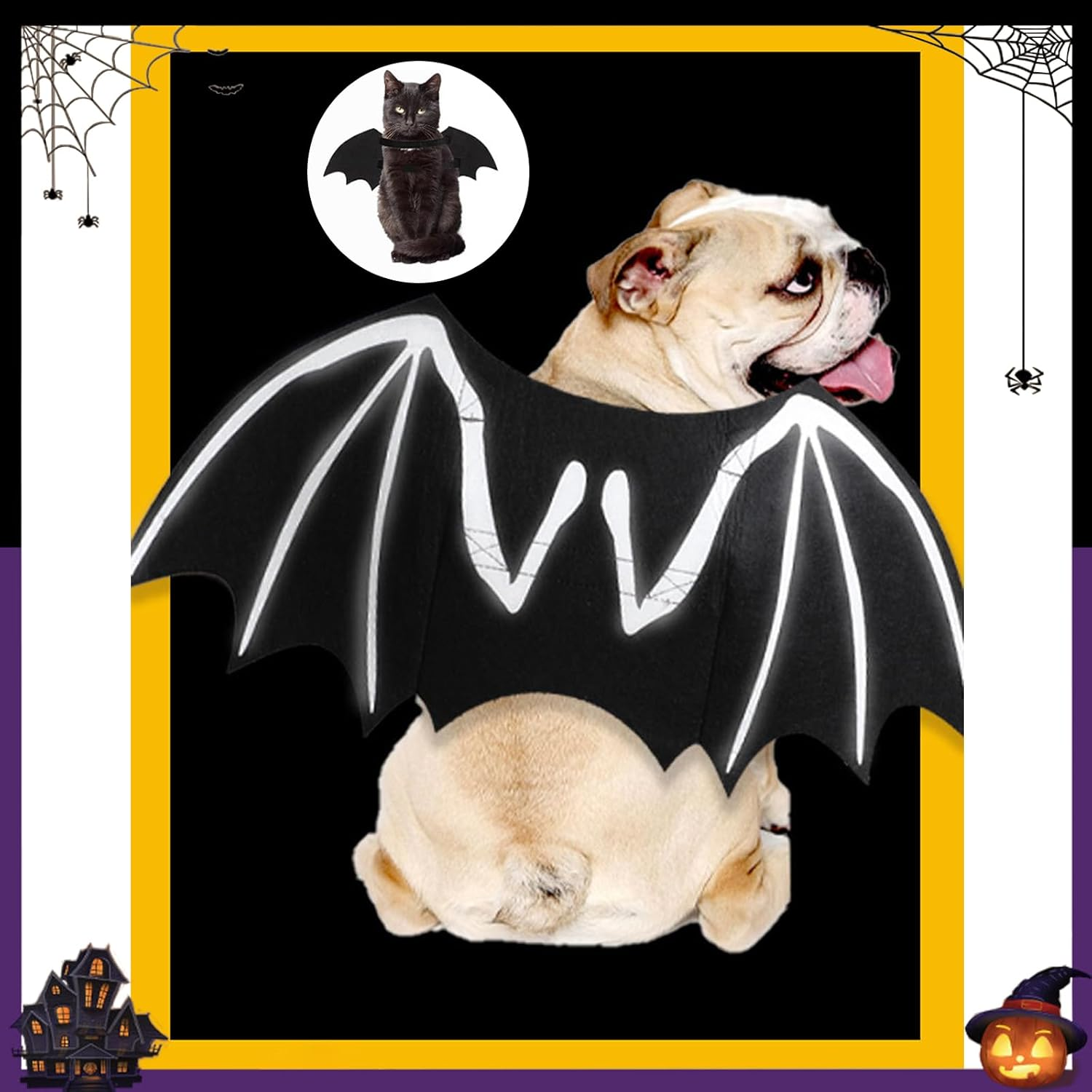 1 PCS Glow-In-The-Dark Bat Wings Costume Halloween Pet Costume Pet Cosplay Cat and Dog Costumes for Party 36 Cm *19.5 Cm /14.2 In*7.7 in (S) image number 3