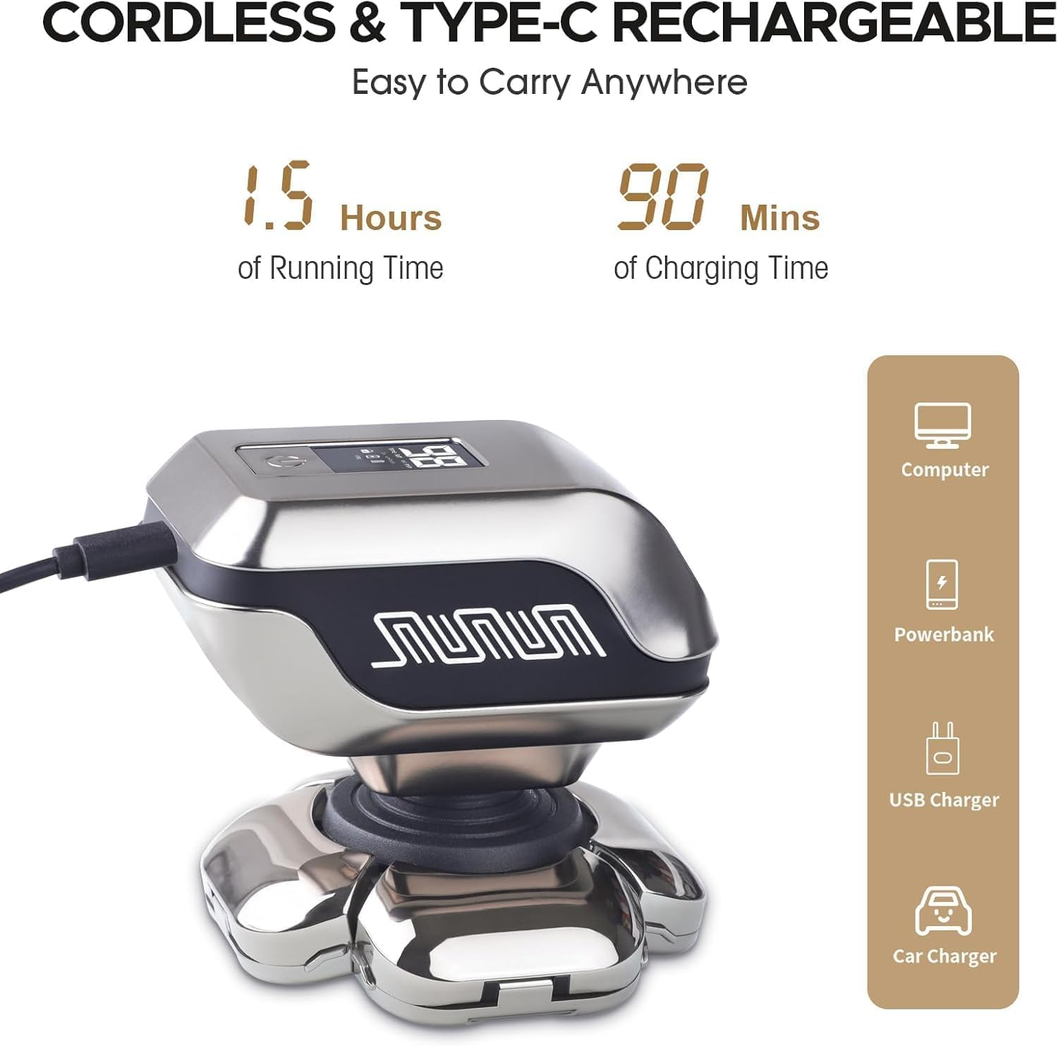 9D Head Shavers for Bald Men, Telfun High-Speed Electric Razor for Fast Shaving, LED Display Waterproof Wet/Dry Trimmer, Head Razors with Type-C Charge for Home & Travel image number 6