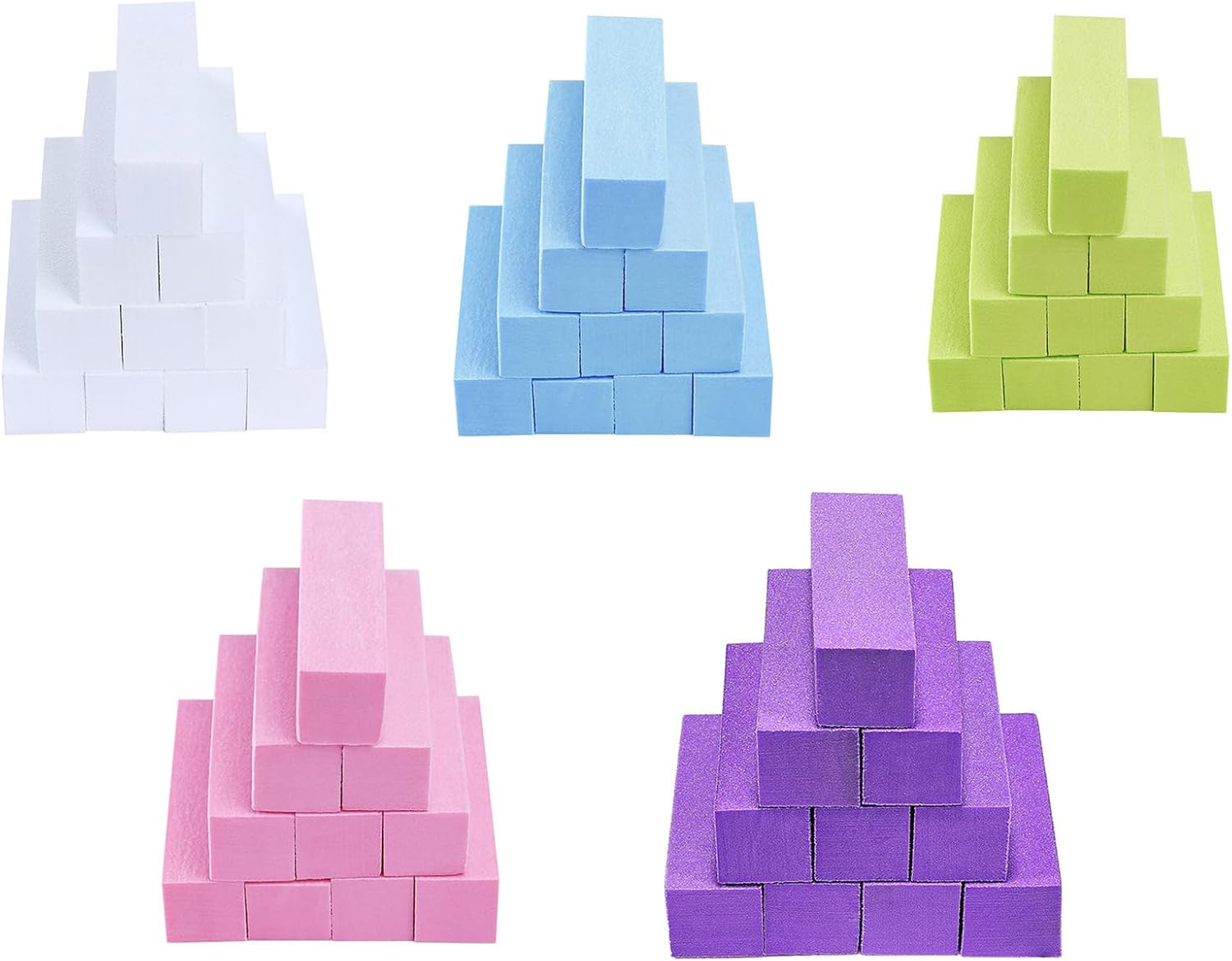 Rulbelok 4-Sided Nail File Blocks Sponge Nails Polish Sanding Buffer Strips 10Pcs Professional Nail Buffers Nail Grooming Tools - Purple image number 3