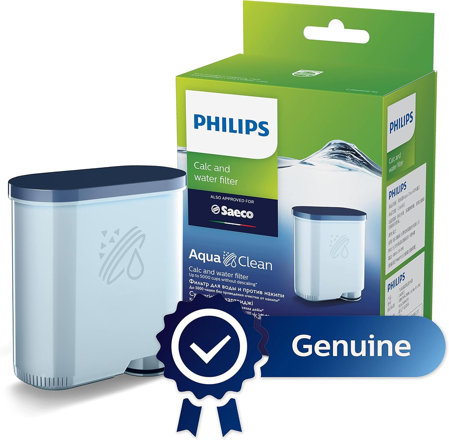 Philips Kitchen Appliances Philips Aquaclean Original Calc and Water Filter, No Descaling up to 5,000 Cups, Reduces Formation of Limescale, 1 Aquaclean Filter, (CA6903/10) image number 6