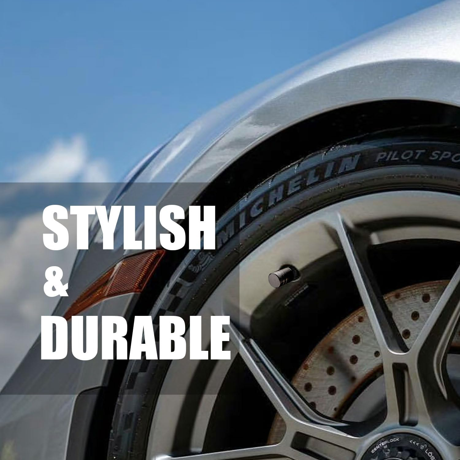 Tire Valve Stem Caps - (4 Pack) Premium Metal Air Caps with Plastic Liner, Durable, Corrosion Resistant and Leak-Proof, Universal Fit for Cars, Trucks, Motorcycles, and Bikes - Black image number 2