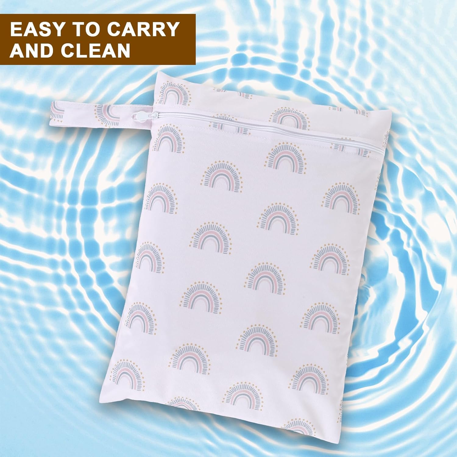 3Pcs Waterproof Wet Bag, Wet Bag Storage Bag Washable Travel Bags with Zipper Closure, Reusable Baby Diaper Bag Organizing Pouches Wet Bag for Swimsuit, Towels, Wet Clothes, Beach, 14" X 11", Style 1,