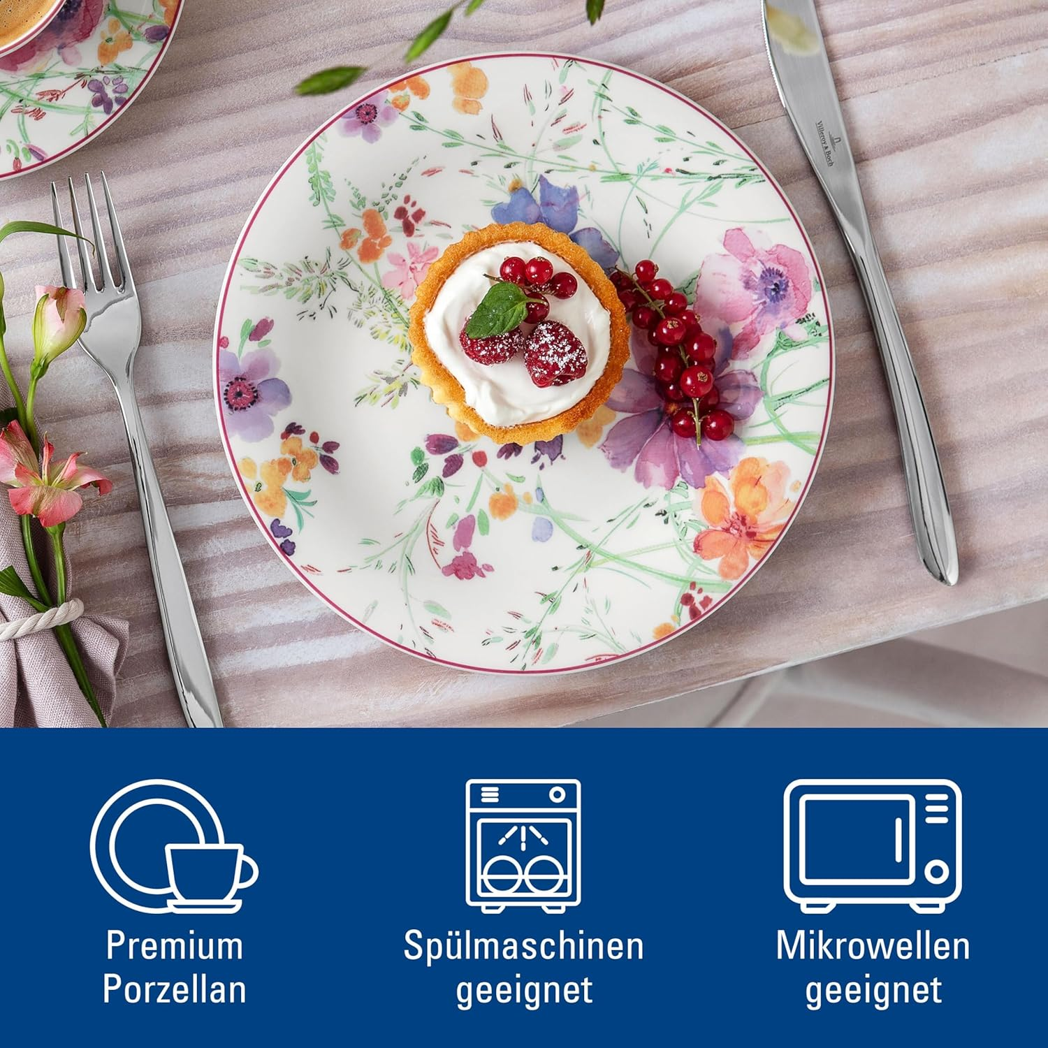 Villeroy & Boch Mariefleur Basic Salad Plate, 8.25 In, White/Multicolored image number 3