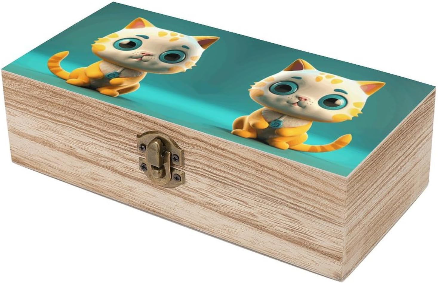 Blue Eyes Cat Wooden Box Wood Wedding Keepsake Boxes with Lids Small Decorative Boxes Lightweight Wooden Memory Storage Box for Crafts Keepsakes Jewelry Photo Letter Storage image number 5
