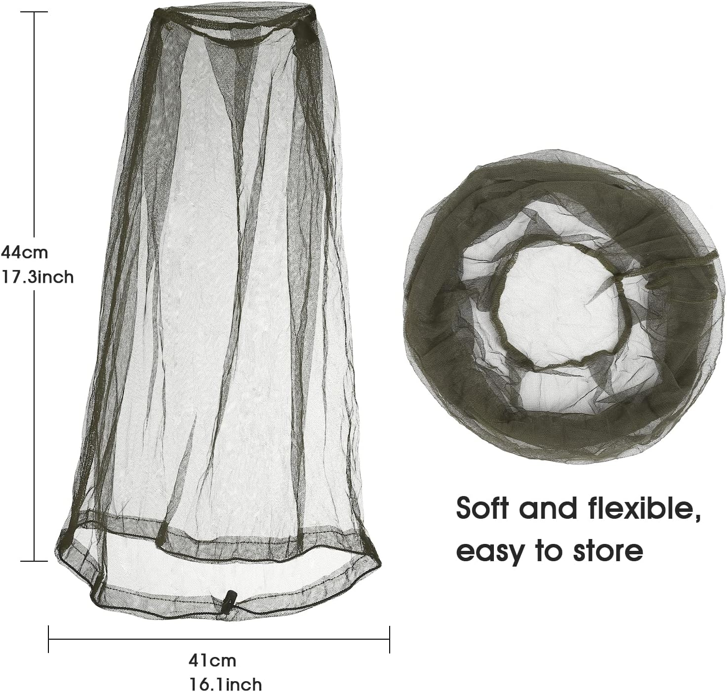 GWHOLE 2 Pack Mosquito Head Net Protector Face Neck Protection Hat Protector for Outdoor Fishing, Hiking, Beekeeping and Gardening image number 3