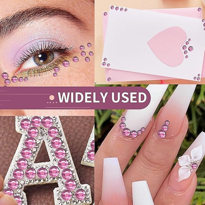 Gem Stickers for Crafts,Self - Adhesive Rhinestone Stickers,Acrylic Bling round Stickers in 3/4/5/6Mm Sizes, Ideal Craft Supplies for Kids(Pink) image number 3