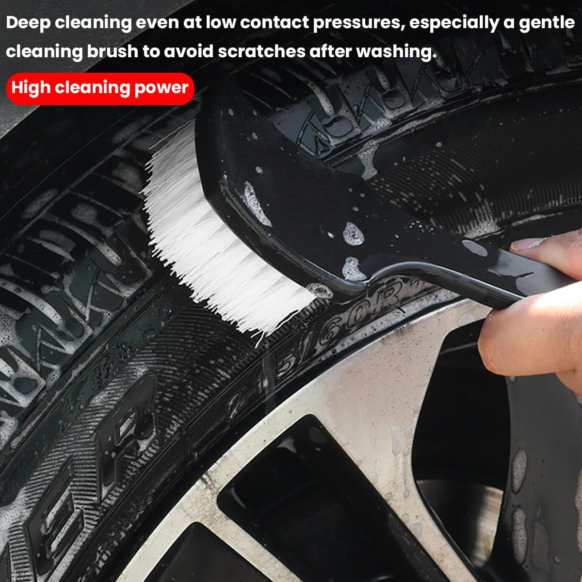 JNNJ Pack of 2 Wheel Rim Brush, Non-Slip Grips Tyre Brush, Car Care Tyre Brush, Car Wheel Cleaning Brush, Rim Cleaner Brush for Motorcycle, Bicycle (White) image number 4