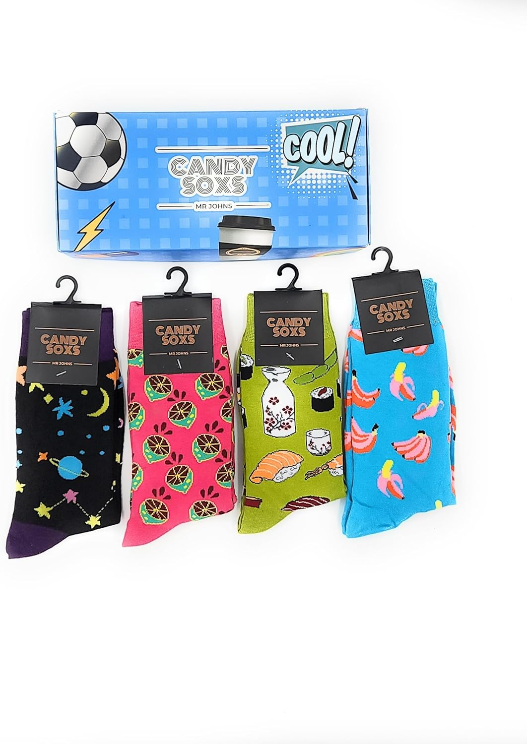 CANDY SOXS Gift Box Sets - 4 Pairs Universal Size Meduuim to Large Socks for Men Women Teenagers