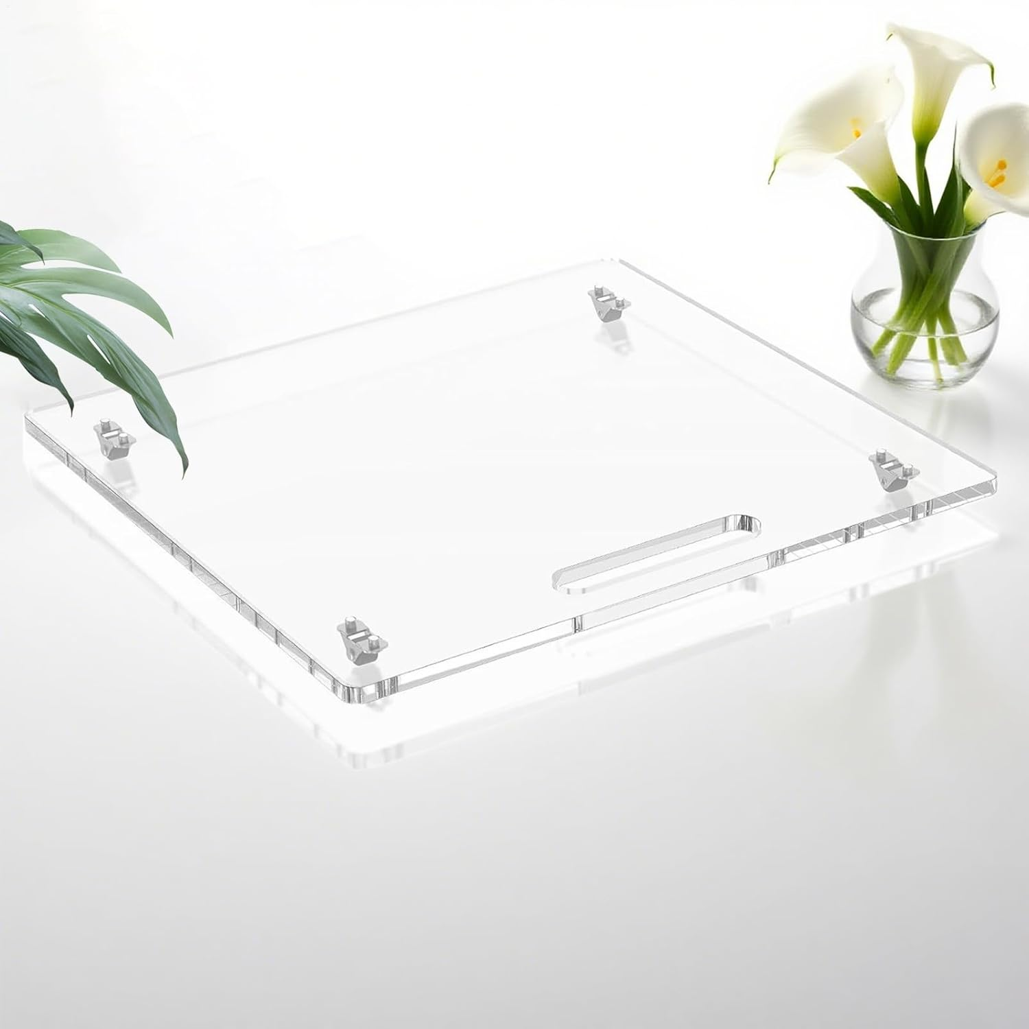 Coffee Maker Slider Tray for Counter - Acrylic Appliance Slider Tray with Rubber Wheels | 14X13In Roller Board Home Kitchen Machine Organizer for Mixer Countertop image number 1