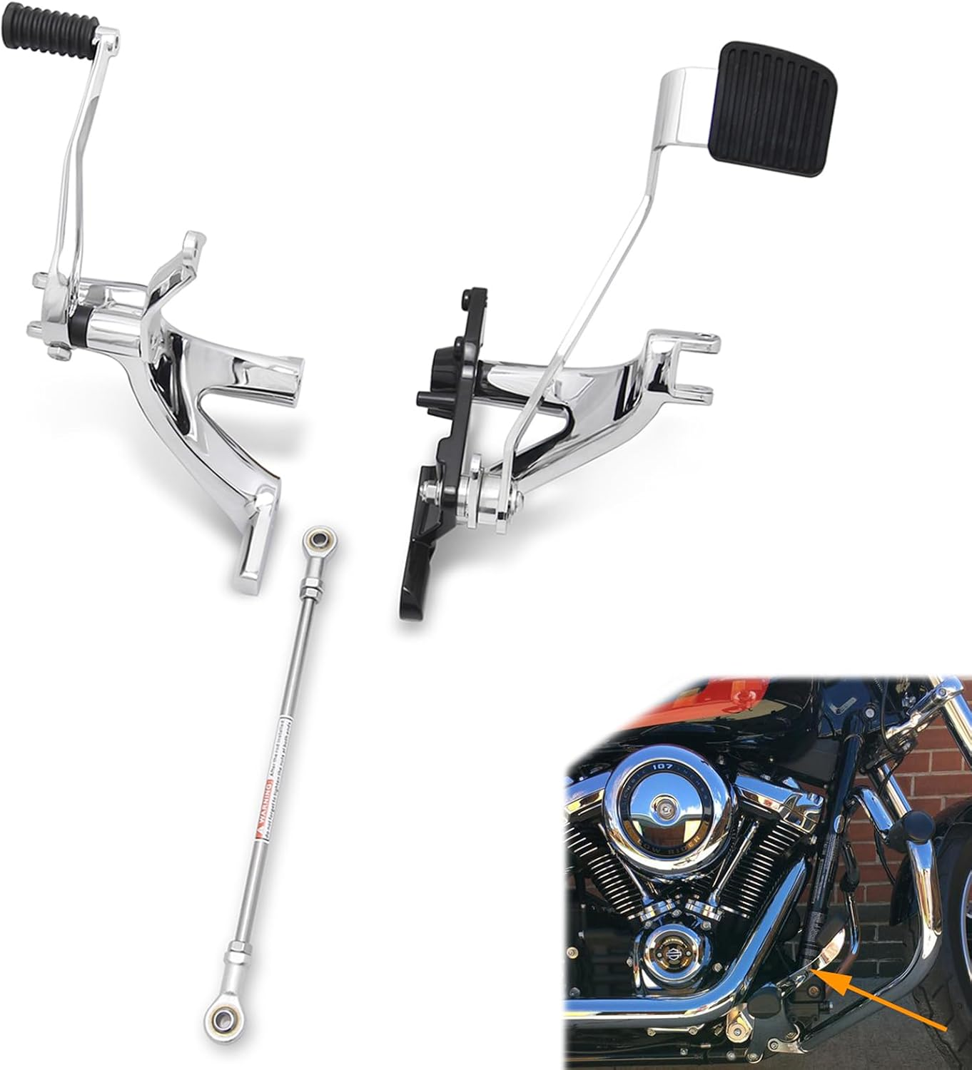 Softail Standard Extended Forward Control W/Mx Mini Rider Floorboard for Harley Street Bob FXBB 114 FXBBS Low Rider FXLR 107 FXLRS 117 2018-2023 2024(W/ 2161-BK)