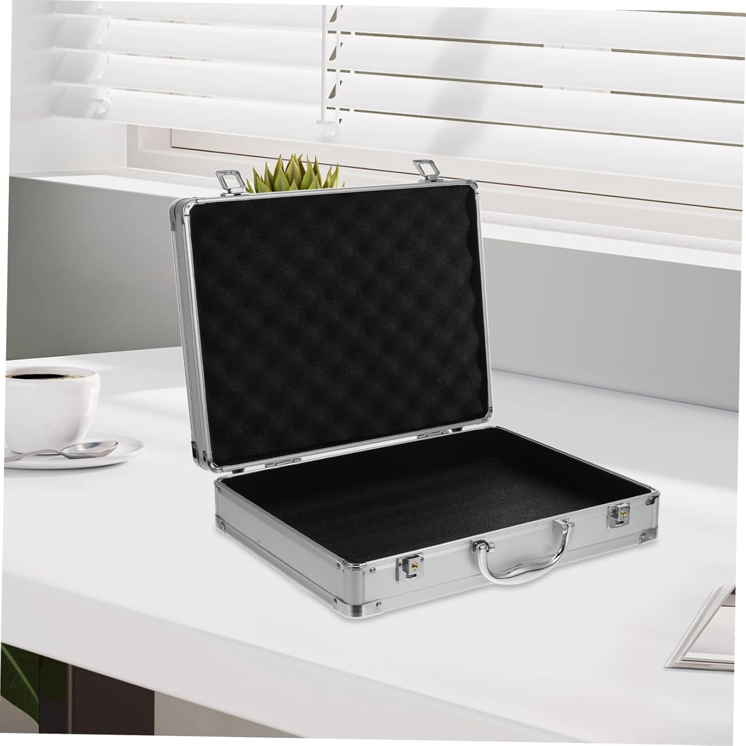 WHAMVOX Aluminum Alloy Shockproof Tool Box Foam Insert Portable Medicine Carrying Case Lockable Storage Suitcase for Outdoor Travel and Instrument Accessories 36X27.5X7Cm