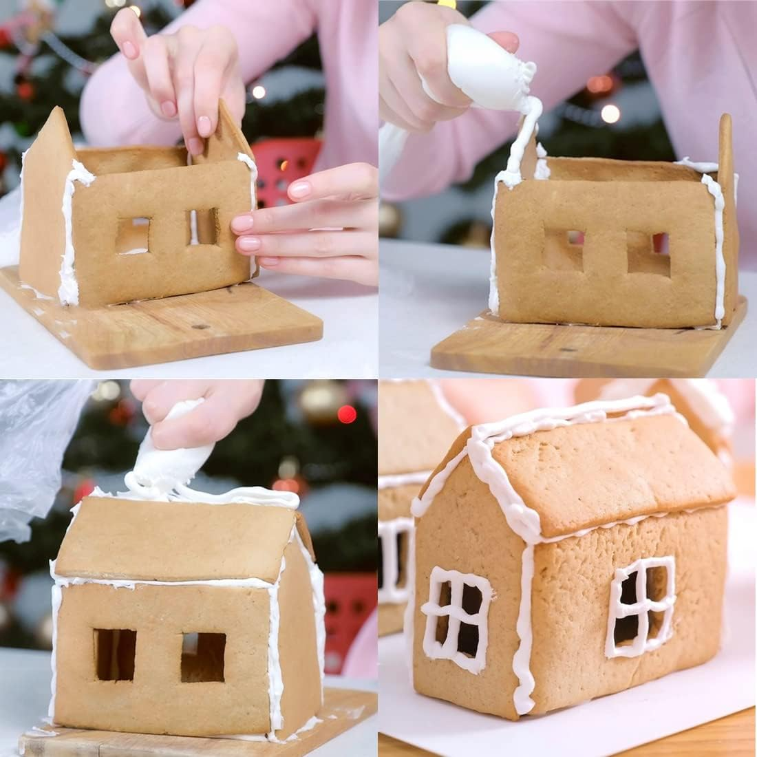 3D Christmas Cookie Cutters, 3D Cookie Cutters, Christmas Cookie Cutters, 3D Cookie Cutters, Gingerbread House, for Biscuits, Baking, Kitchen Accessories, Pack of 10