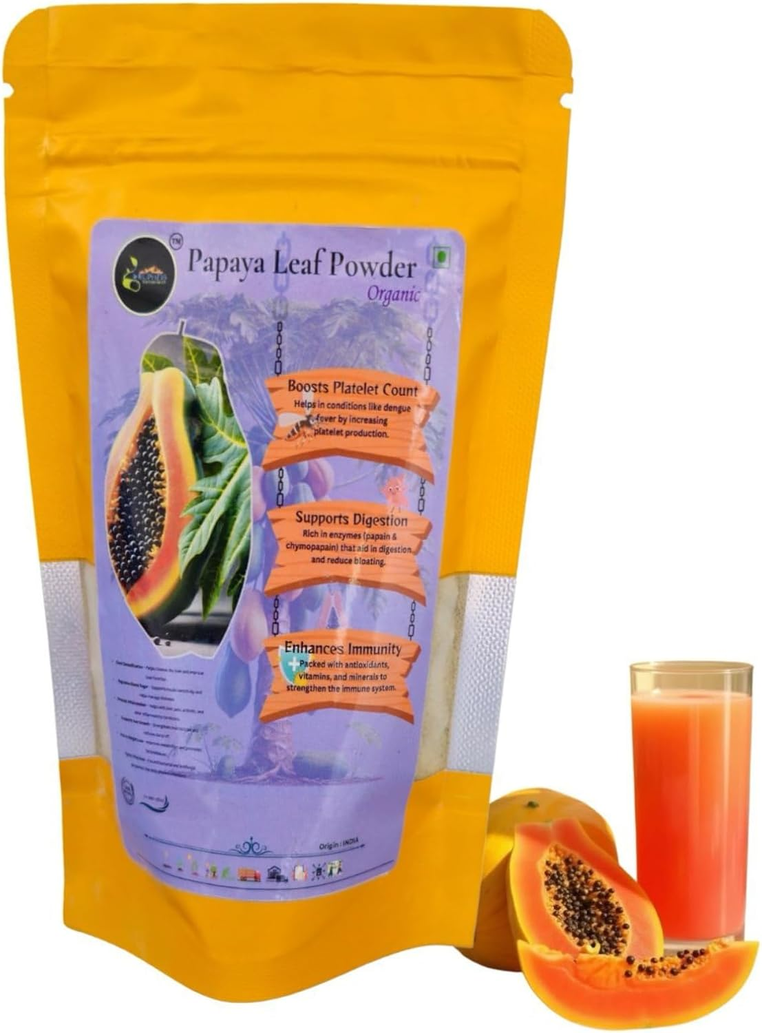 Organic Papaya Leaf Powder - 100G | 100% Pure, Non-Gmo, Gluten-Free, Rich in Antioxidants & Nutrients | Supports Digestion, Immune Health & Detoxification Brand: RUPHE19 NATURENEST Product Type: Organic Papaya Leaf Powder Quantity: 100G Packaging: Resealable Pouch Origin: INDIA Shelf Life: 24 Months from Date of Manufacturing image number 4