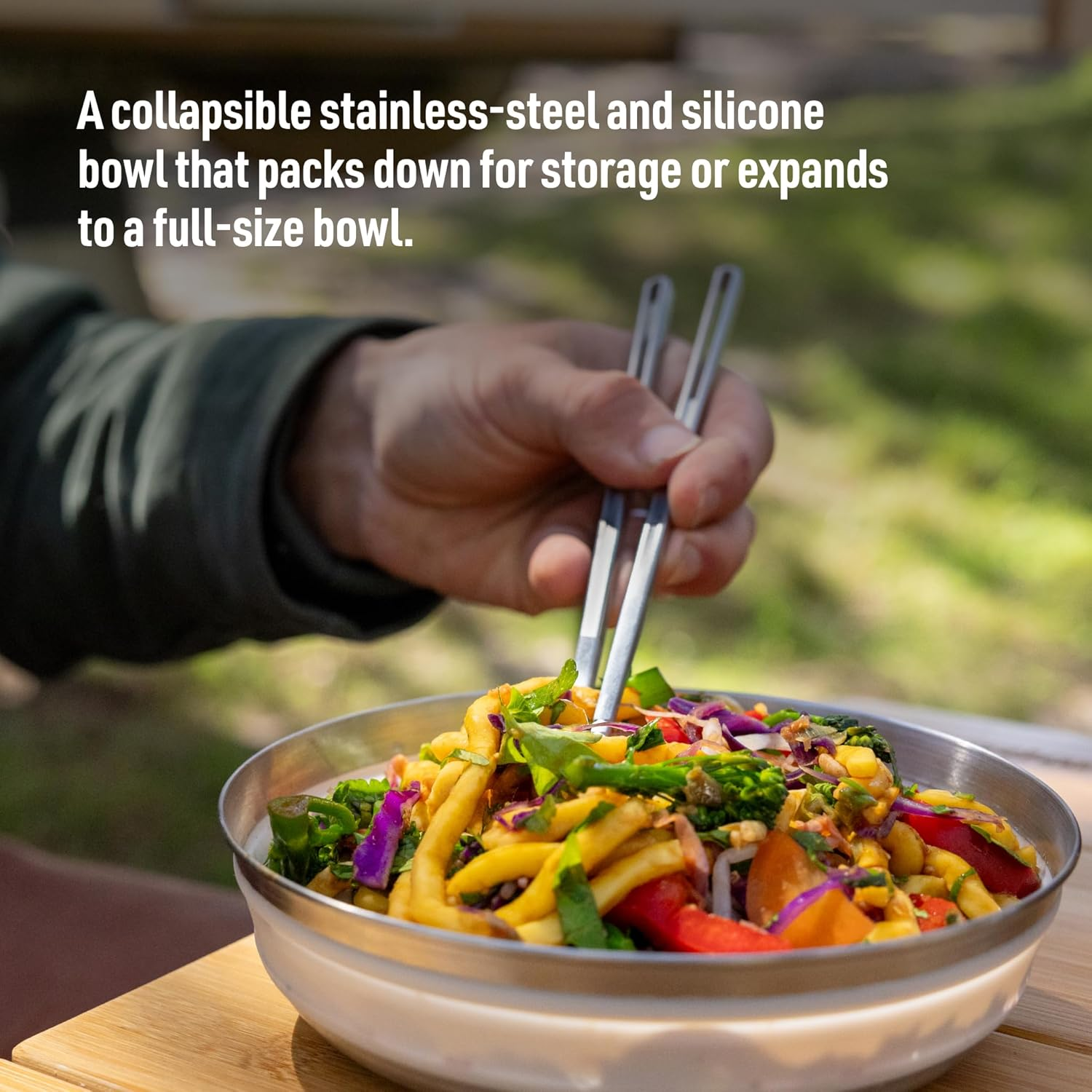 Sea to Summit Detour Stainless Steel Collapsible Bowl, Beluga image number 3