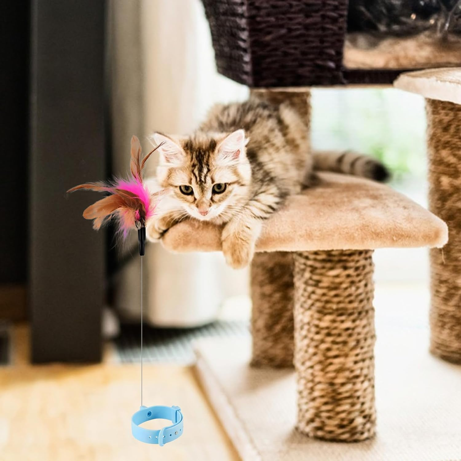 Cat Toys Cat Toys Magic Wand Silicone Adjustable Magic Wand for Cats Adjustable Toys for Necklace Bell Interactive Cat Toys Indoor 2 Pack image number 2