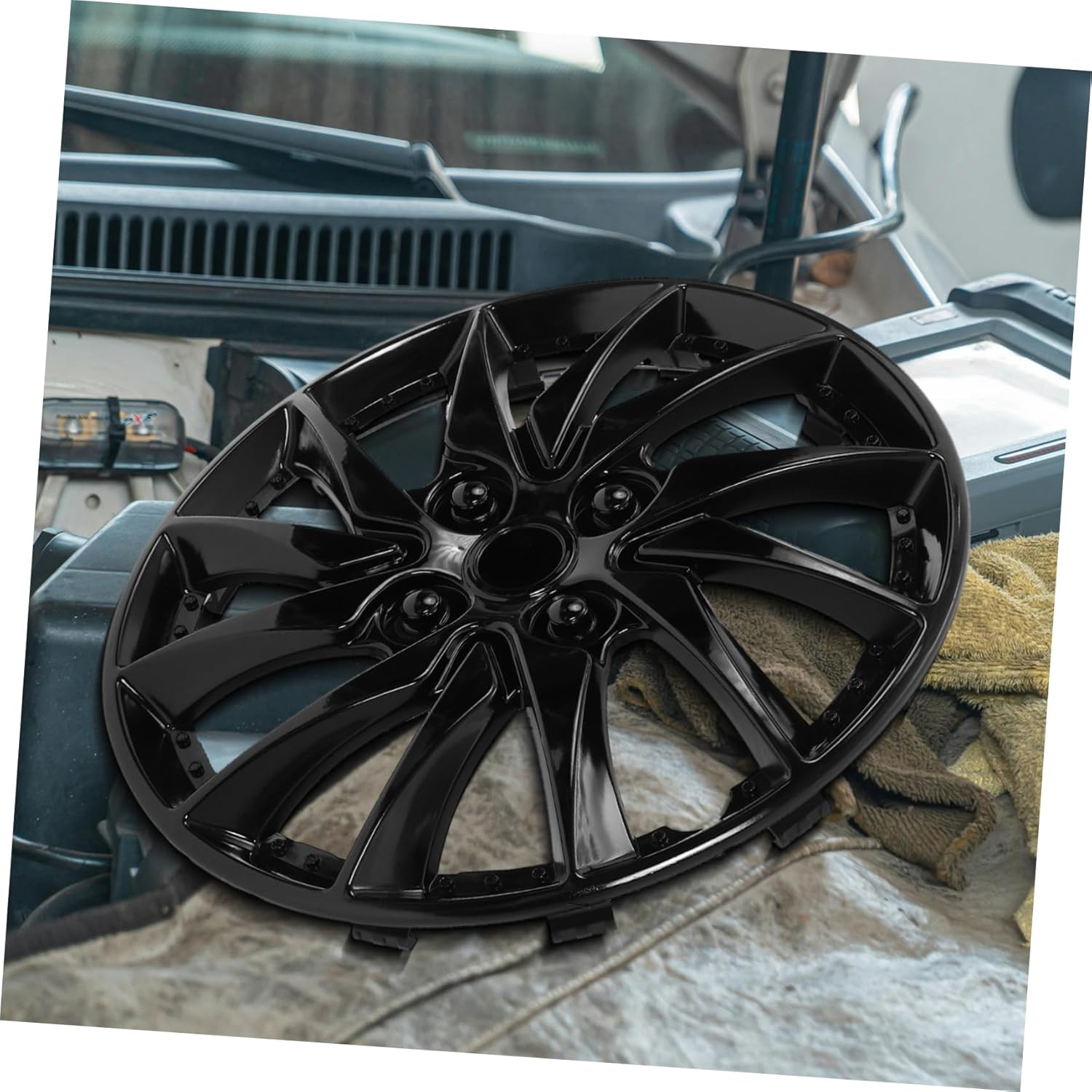 Luxshiny Vehicle Wheel Hubcap 14 Inch Hubcap Wheel Cover Black Pp Material for Car Rim Replacement Easy Maintenance image number 1