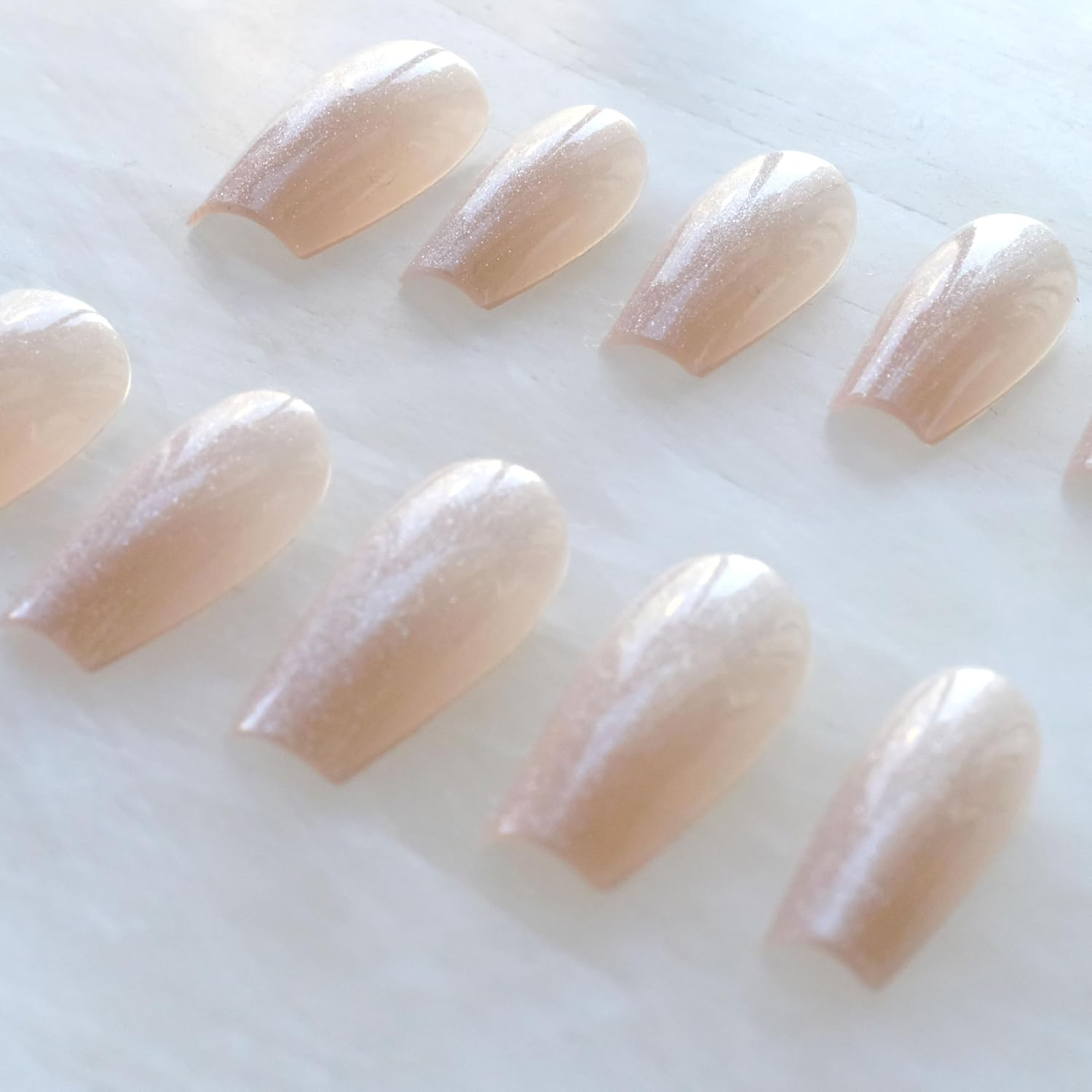 Glossy Ballerina Cat Eye Press-On False Nails, Elegant Design, Matte 24 Pcs (Nude, 24 Pcs) image number 6