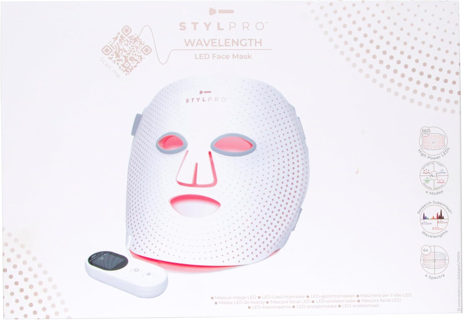 STYLPRO Wavelength LED Face Mask - Multi-Mode Skincare with Red, Blue, Near-Infrared Light for Wrinkles, Blemishes - Flexible, Rechargeable, User-Friendly, Designed in UK, Professional-Grade image number 4