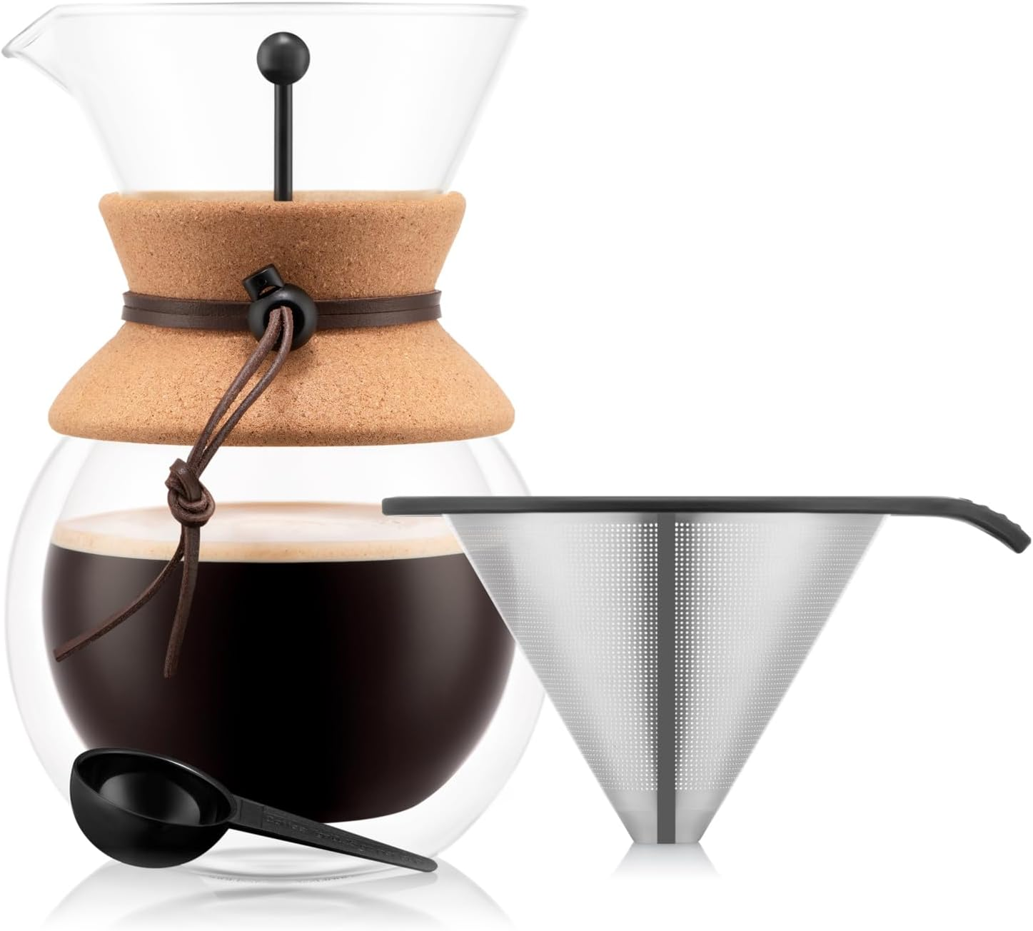 Bodum 11682-109 8 Cup Double Wall Pour over Coffee Maker with Cork Grip, Cork image number 3