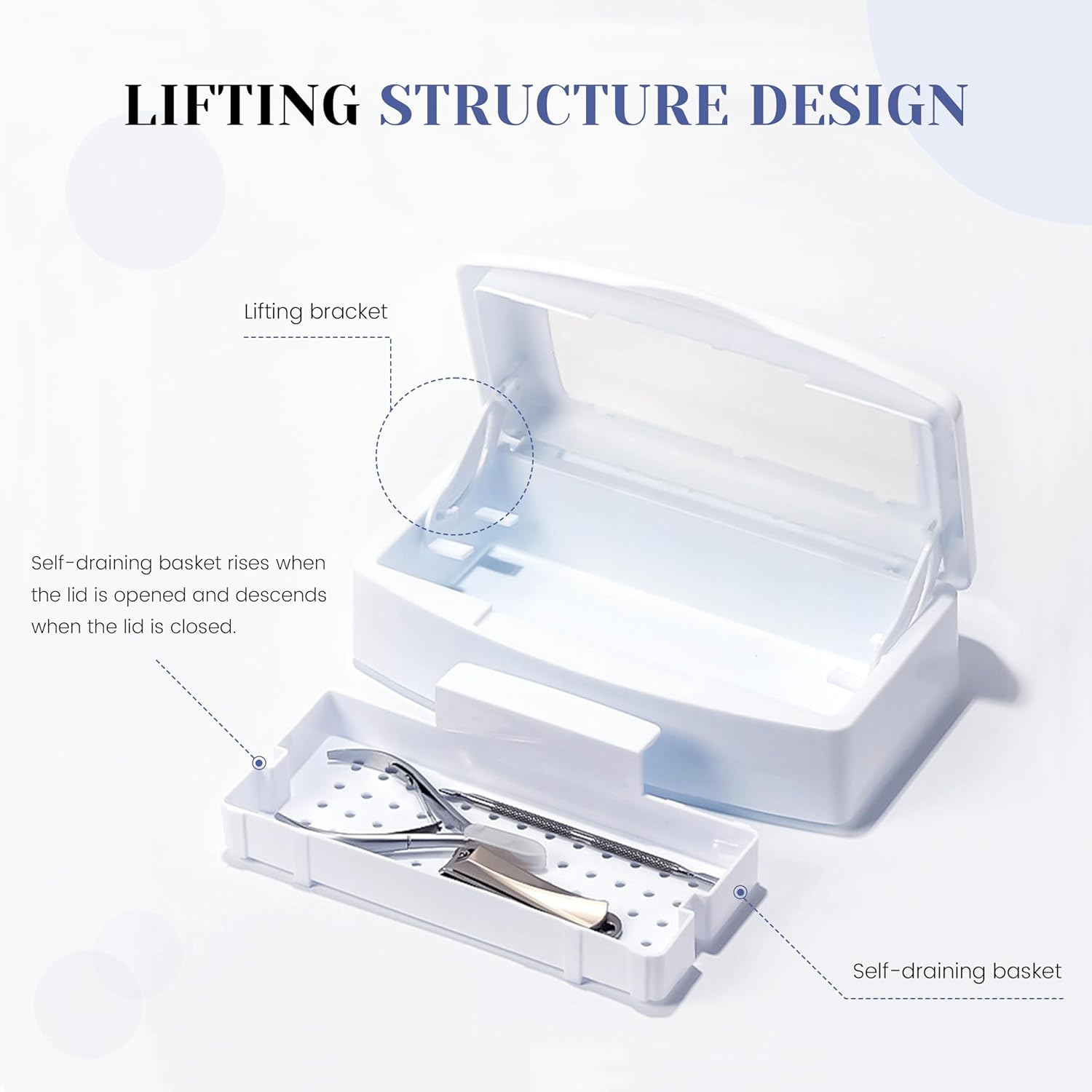 SULLMAR Nail Tool Sterilizers Nail Soaking Tray Box Cleaner Pot for Eyelash Scissors Tweezers Nail Art Tools Manicure Lash Soaking Tray Clean Box