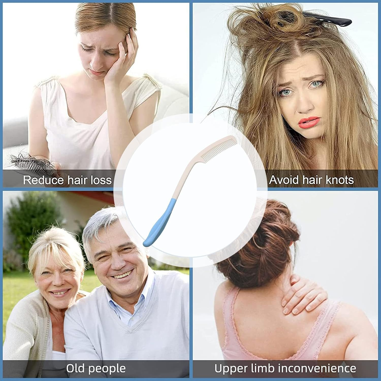 Long Handled Hair Brush | Gentle Long Handled Comb - Elegant Beautiful Long Handled Hair Removal Brush for Women with Long Hair - Brush image number 6