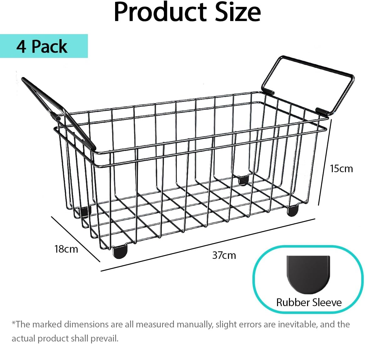 Blissify 4 Pack Chest Freezer Organiser, Freezer Organizer Bins with Foldable Handle, Stackable Metal Deep Freezer Baskets Sort Frozen Meats & Food with Better Space Utilization (37&times;18&times;15Cm) image number 1