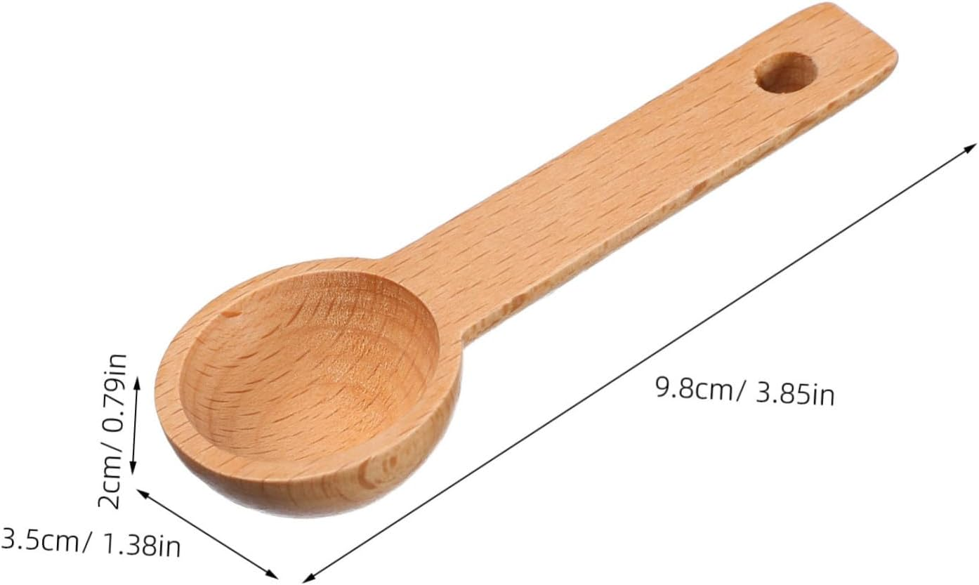 FONDOTIN 4Pcs Tablespoon Measuring Spoons Coffee Bean Measuring Espresso Spoons Milk Baking Solid Wood Coffee Beige image number 6