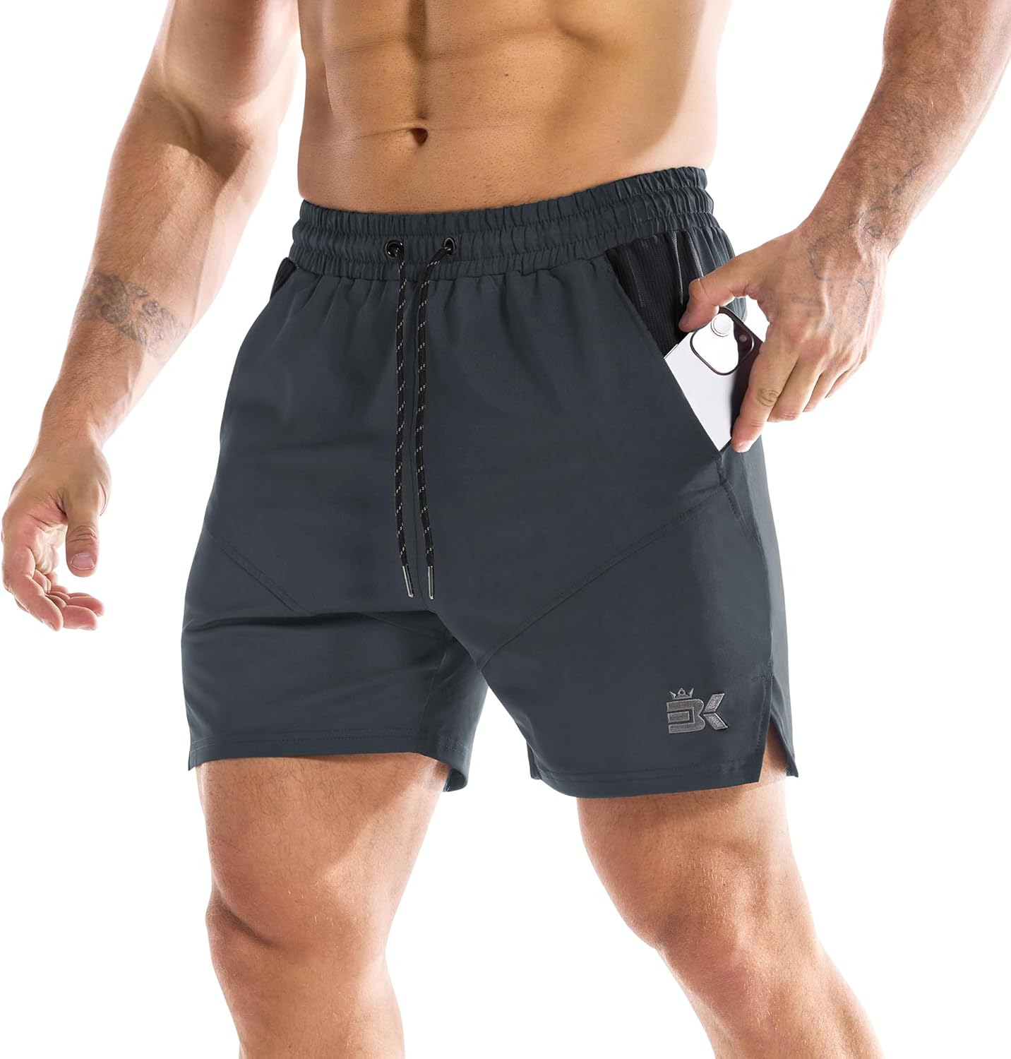 BROKIG Men'S Gym Sports Shorts, Drylite Workout Fitness Running Athletic Short 5" Quick Dry with Mesh Pockets