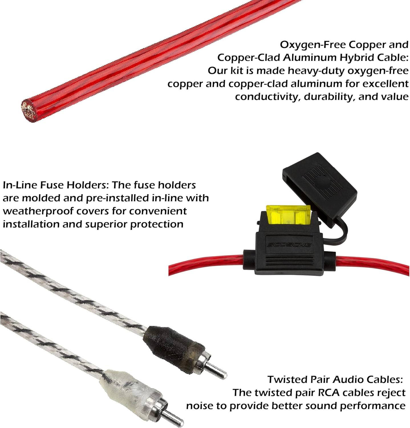 Scosche Install Centric ICAK12 True 12 Gauge Hybrid OFC 2-Channel High Current Amplifier Wiring Kit Accessory Installation Wiring Kit for Boat, Motorcycles, Atv&rsquo;S and Utv&rsquo;S - 12 Guage 2Ch Complete image number 6