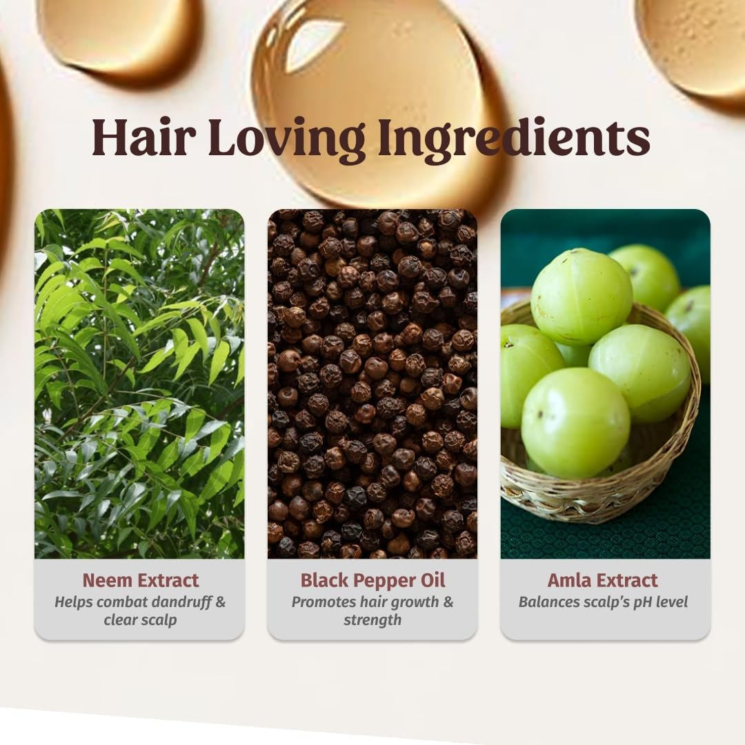 Vilvah Store Herbal Shampoo for Dandruff Control, anti Dandruff Shampoo, Relieves from Dandruff Related Itching, Soothes Scalp & Nourishes Hair, SLS & Paraben Free, for Men and Women, 250Ml image number 4