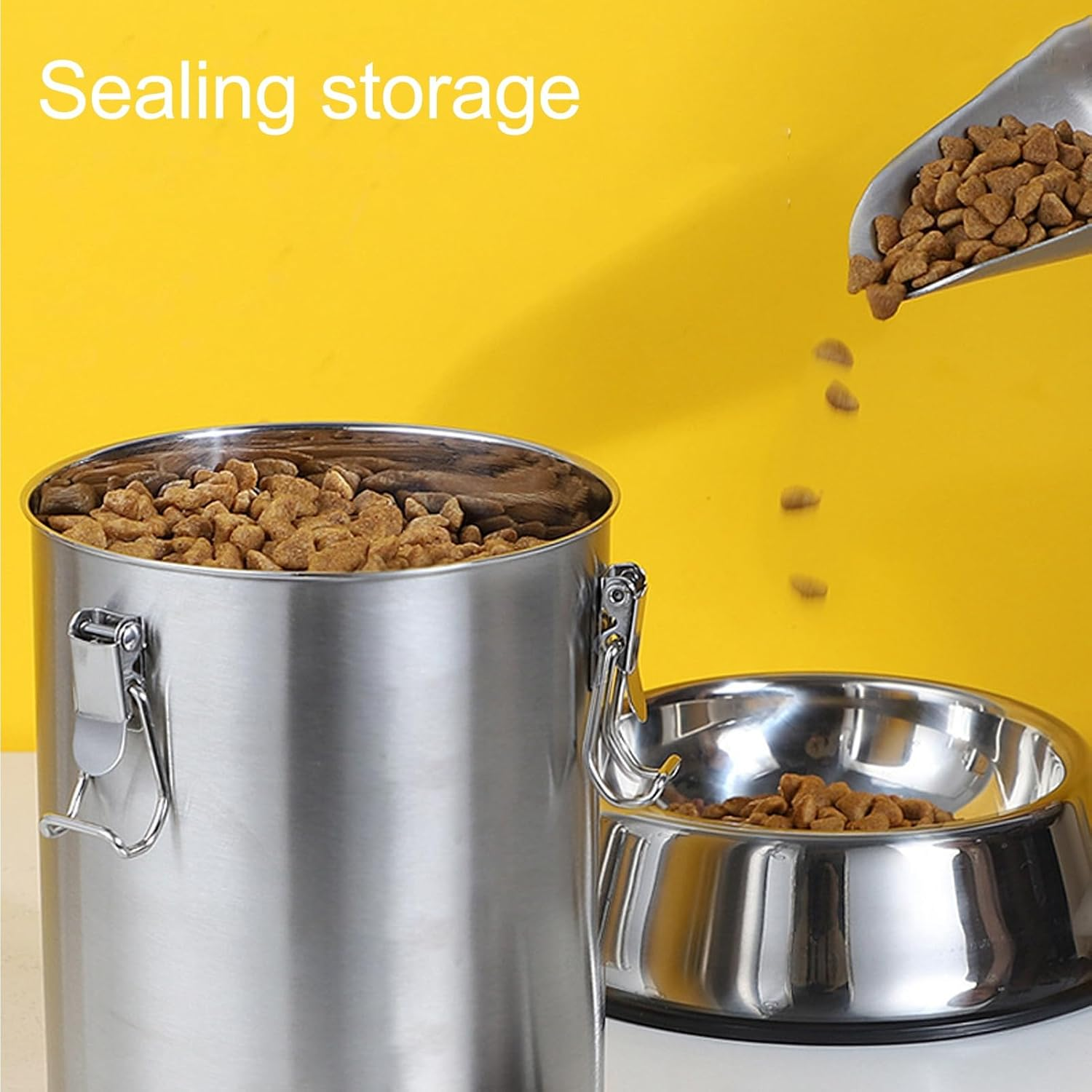 Dog Food Storage Container, Dog Food Container for Dog Food, Leakage Proofcat Food, and Bird Feed, Airtight Leakage Proof, Brushed Stainless Steel (Licaeveyrtd9Eu7G1M-11) image number 5