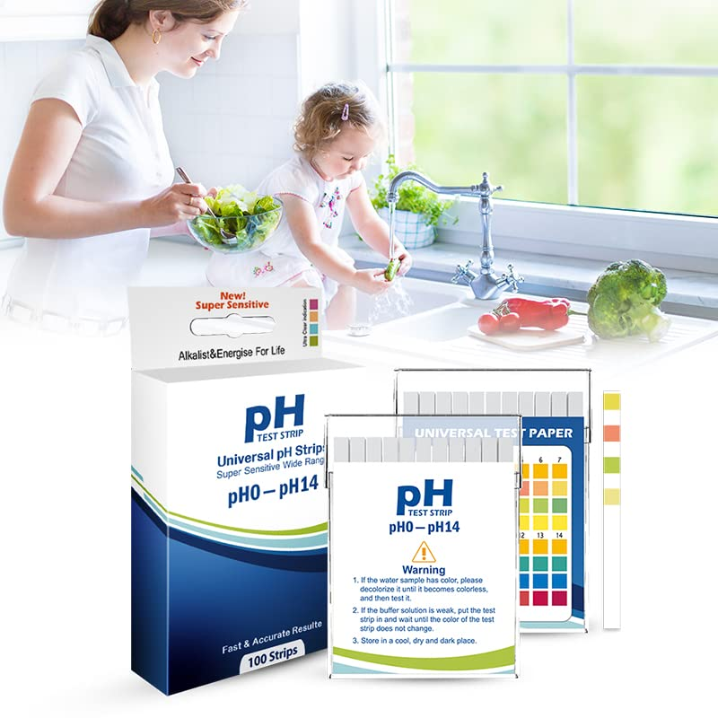 Plastic Ph Test Strips, Universal Application (Ph 0-14), 100 Strips | for Saliva, Soap, Urine, Food, Liquids, Water with Soil Testing, Lab Monitoring, Etc. image number 2