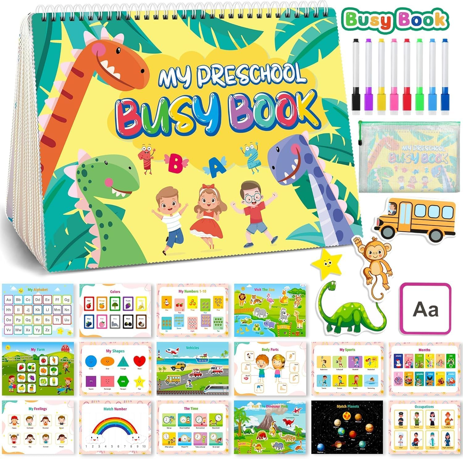 Montessori Preschool Busy Book for Toddlers Ages 3 and up - Preassembled - Preschool Learning Activities Homeschool Montessori Toys - Gifts for 3 Year Old Boys - 4 Year Old Girl Birthday Gifts image number 6