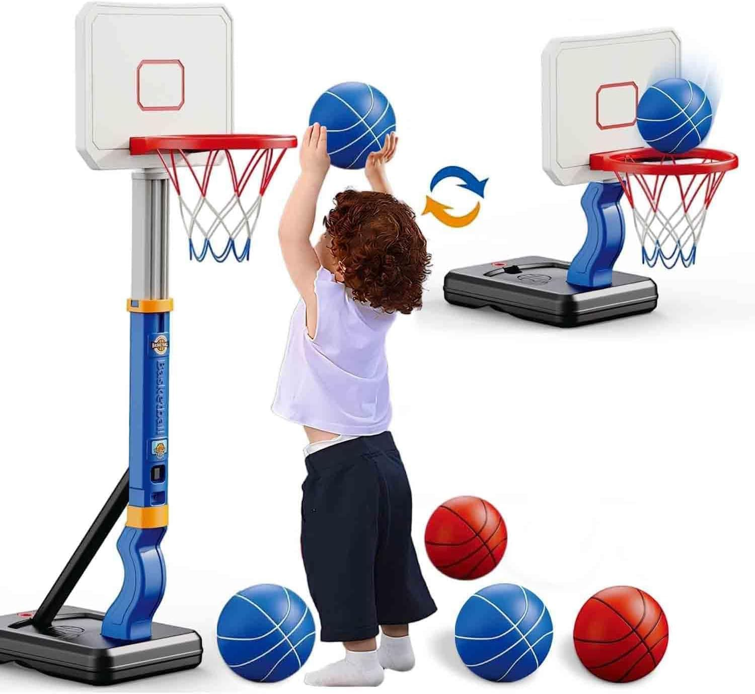 Toddler Basketball Hoop, Pool Basketball Hoop for Kids 2-8, Height Adjustable Indoor Outdoor Mini Basketball Hoop with 4 Balls, Basketball Toys Gifts for 2 3 4 5 6 7 8 Years Old Boys Girls