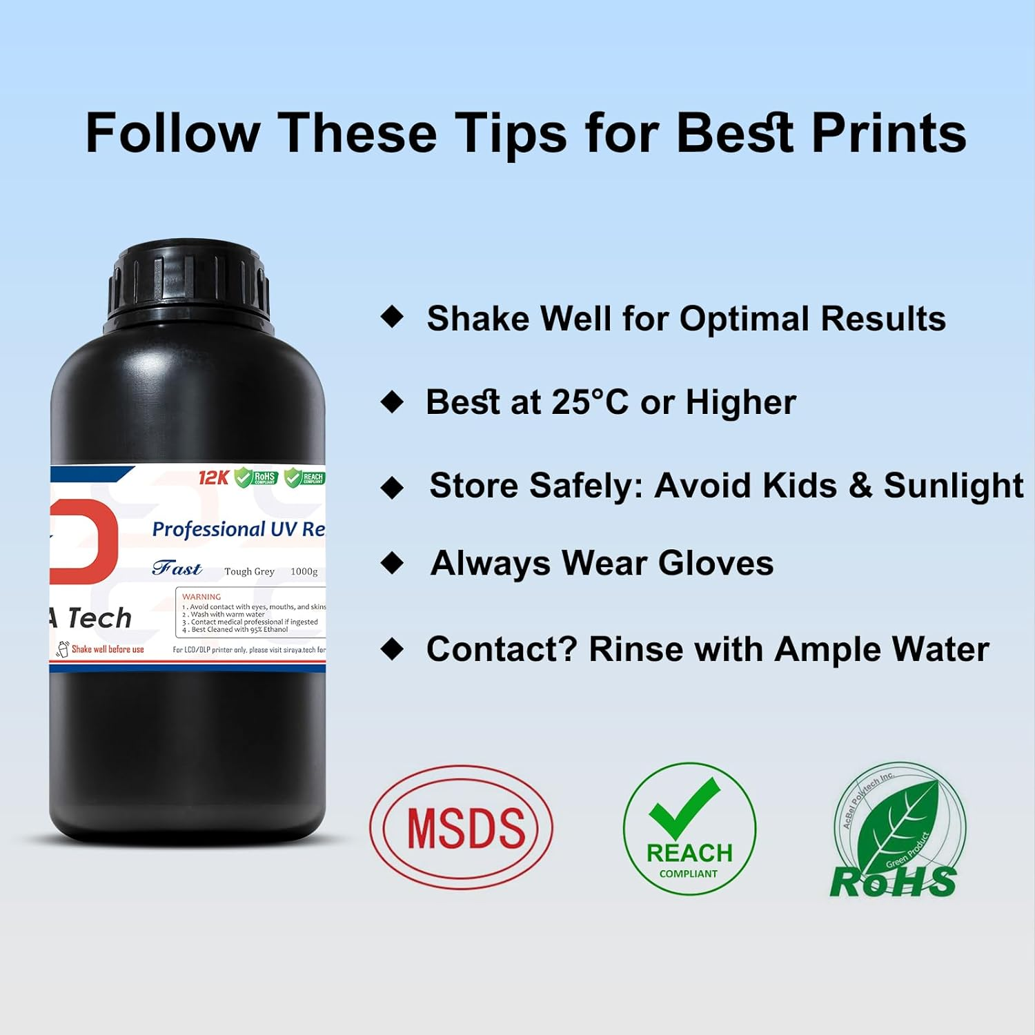 Siraya Tech Fast Abs-Like 3D Printer Resin, Tough Grey, Enhanced Durability for 3D Printing, High Impact Resistance, Smooth Finish, Ideal for 4K/8K/12K LCD DLP SLA 3D Printer - 1Kg image number 6