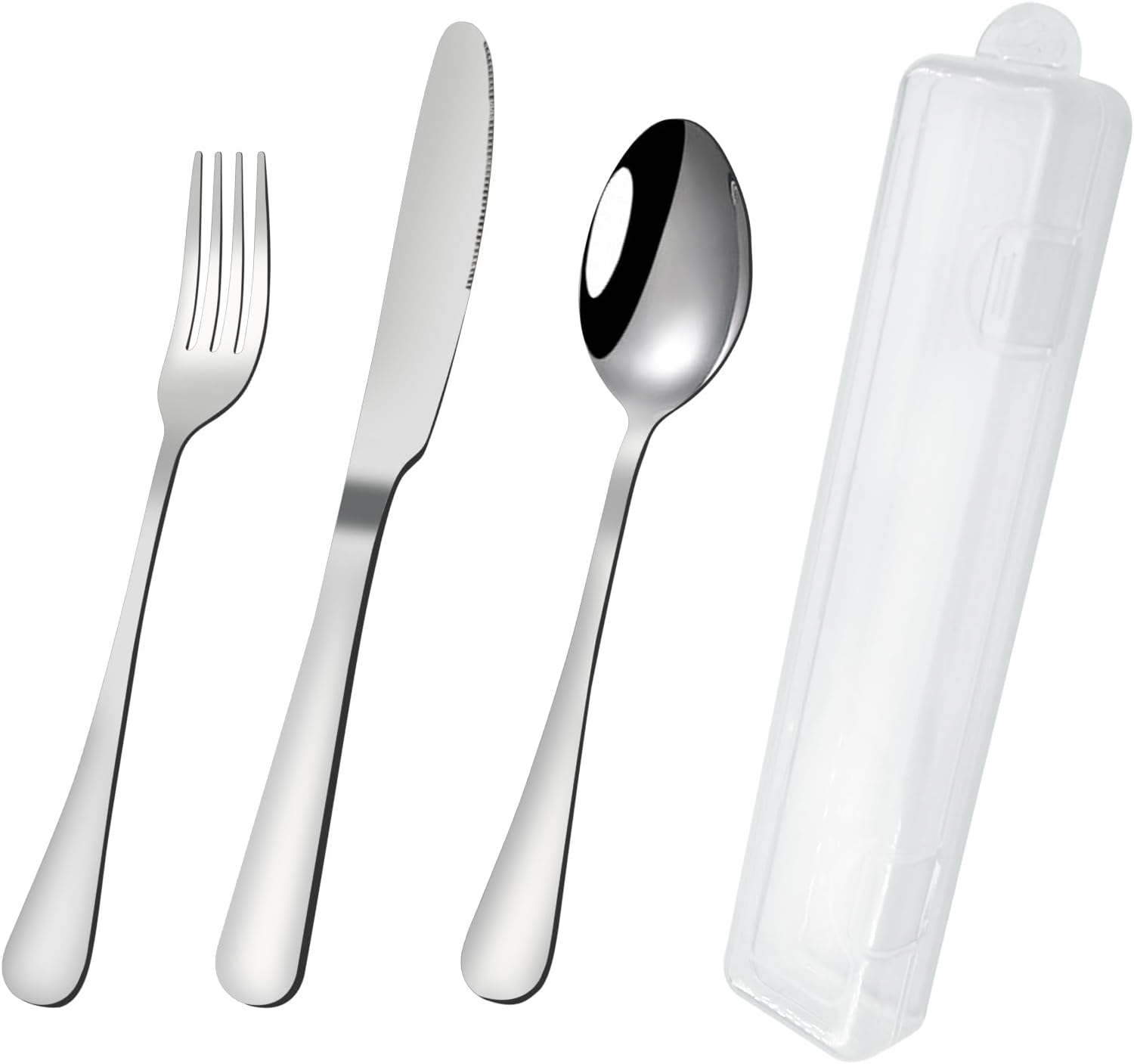 VANRA Travel Utensils Set with Case Portable Silverware Set for Lunch Box Stainless Steel Camping Cutlery Set Reusable 3-Piece Fork Spoon Knife for Work School Picnic image number 4