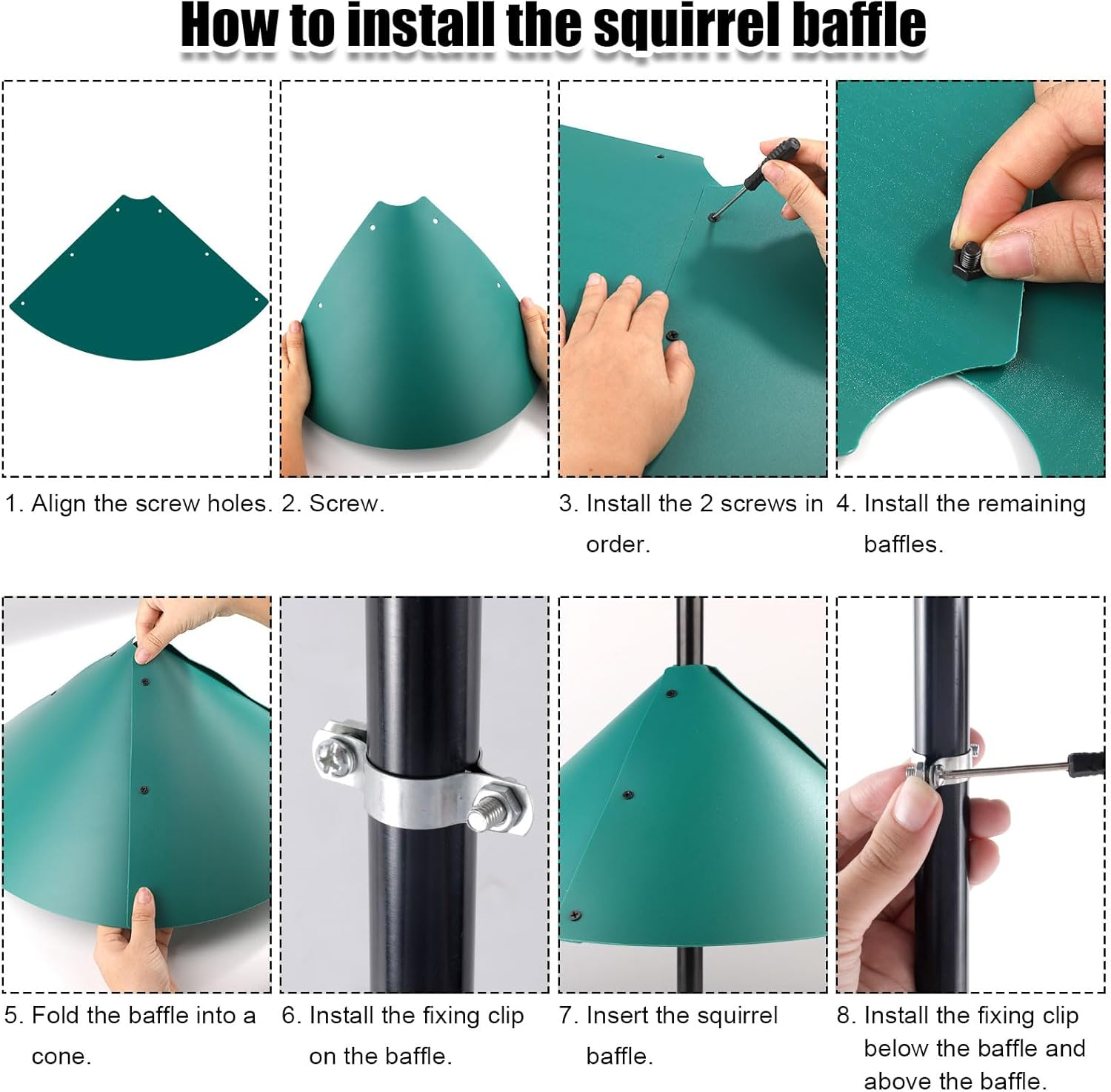 Squirrel Baffle for Bird Feeders, 18 Inch Large Plastic Wrap around Squirrel Baffle Squirrel Guards for Bird Feeders Bird House Guards for Outdoor Protect Hanging Bird Feeders (Green) - Red image number 4